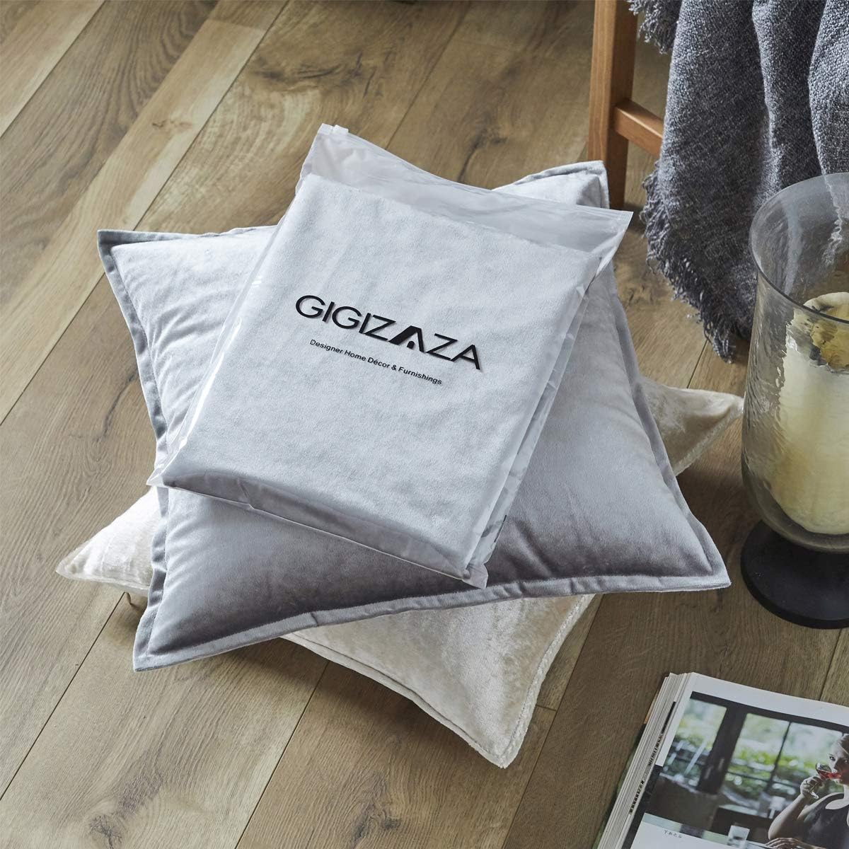 GIGIZAZA – Fundas decorativas de terciopelo dorado para cojín, diseño cuadrado, 18 x 18 pulgadas, para sillón, sofá, paquete de 2 unidades