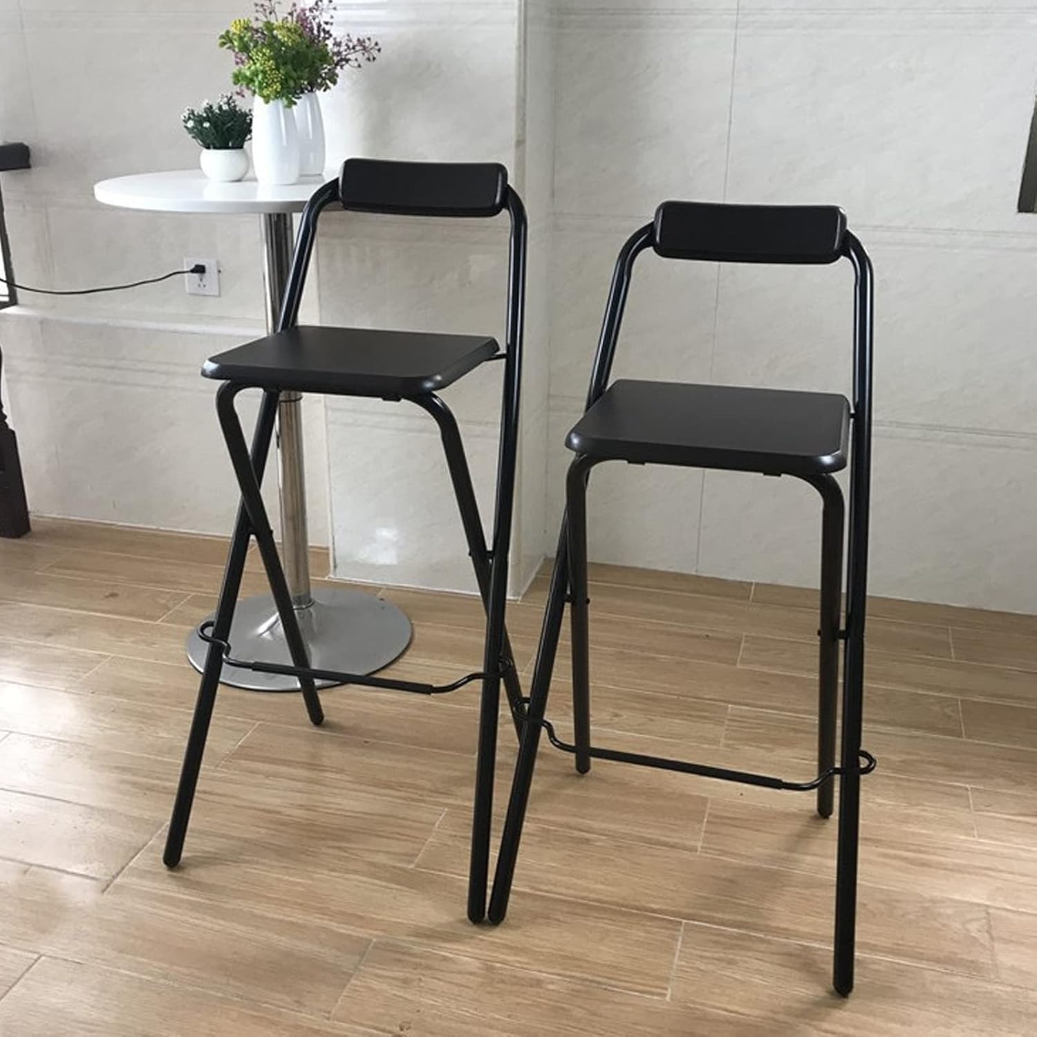 Modern Taburete de bar plegable con altura de mostrador para adultos, silla alta plegable para desayuno, taburete cuadrado de fiesta de oficina,