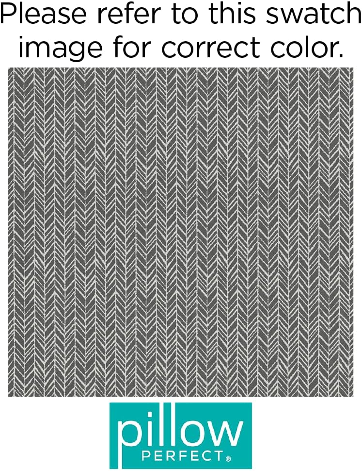 Pillow Perfect Cojines de asiento de pizarra de espiga para exterioresinteriores, 11.5 x 18.5 pulgadas, gris, paquete de 2, gris