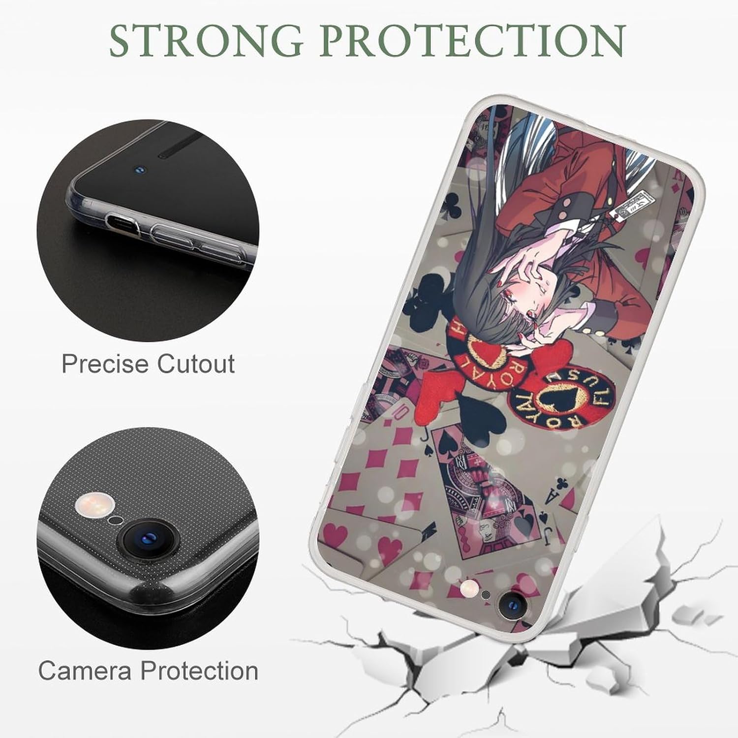 DOUKI Clear Soft Full Body Protective Transparent Shockproof TPU Matte Cover Phone Case for Samsung Galaxy A32 5G,Anime Poker Girl Jabami Yumeko
