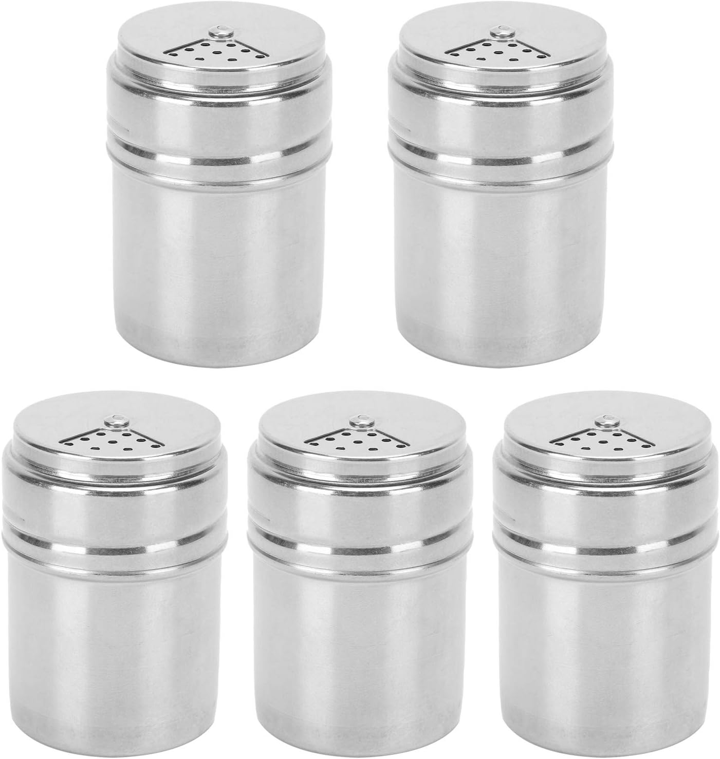 Juego de tarros de especias, 5 botellas de condimento de acero inoxidable con tapas giratorias, accesorio de cocina esencial para barbacoa y