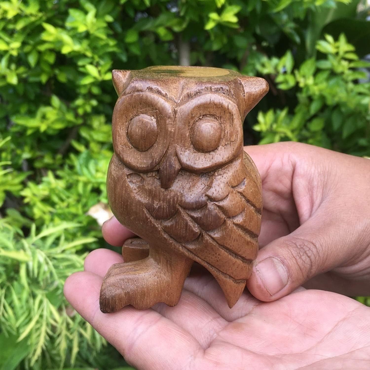 Juego de 3 instrumentos musicales de rana, grillo y búho de percusión de madera de Tailandia, decoración de oficina en casa, bonito regalo (mediano)