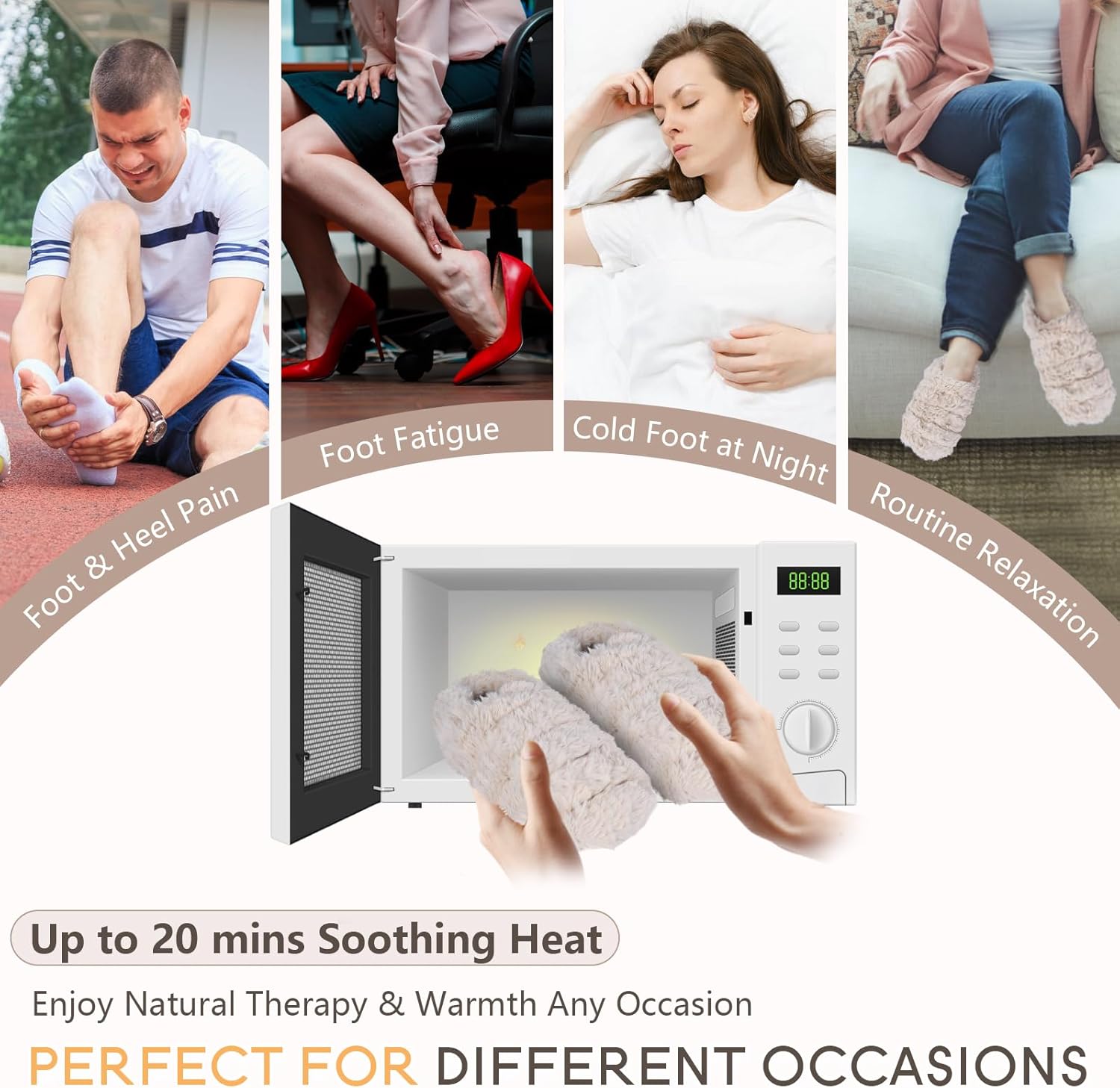 Suzzipad Pantuflas térmicas para microondas y calentadores de pies para mujeres y hombres, calentadores de pies para pies fríos, pantuflas de