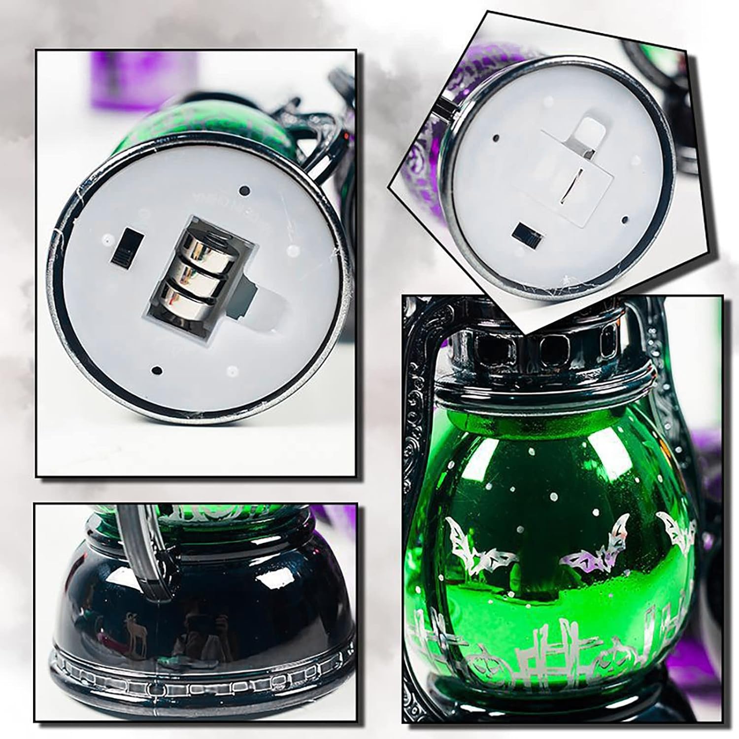Lámpara portátil LED de Halloween, lámpara de aceite pequeña retro, decoración creativa de Halloween, lámpara LED sin llama. Lámpara de noche para
