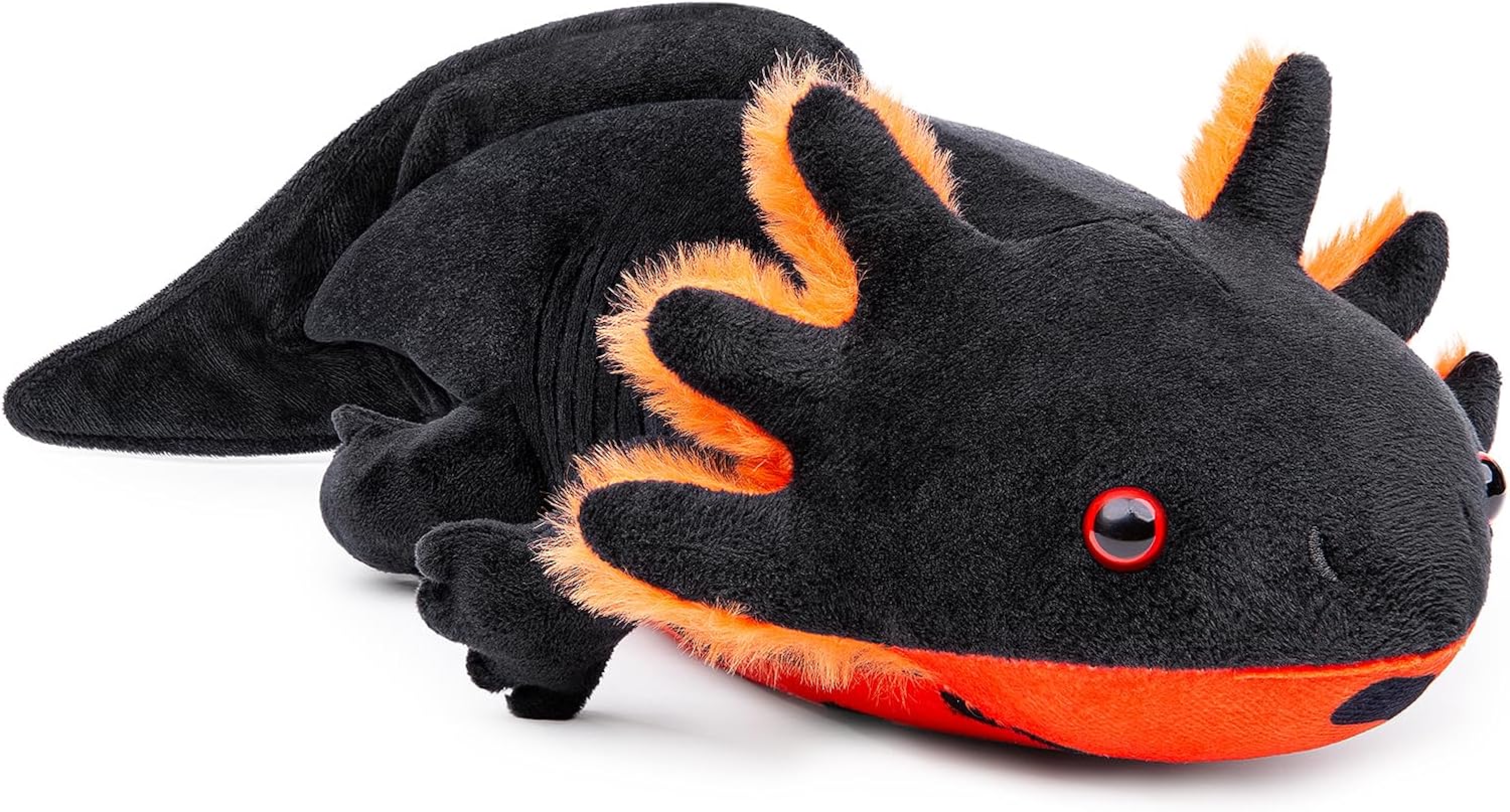 ZHONGXIN MADE Axolotl – Peluche de ajolote negro súper grande de 30 pulgadas, juguete realista de reptil negro, peluche real de gran peso, colección