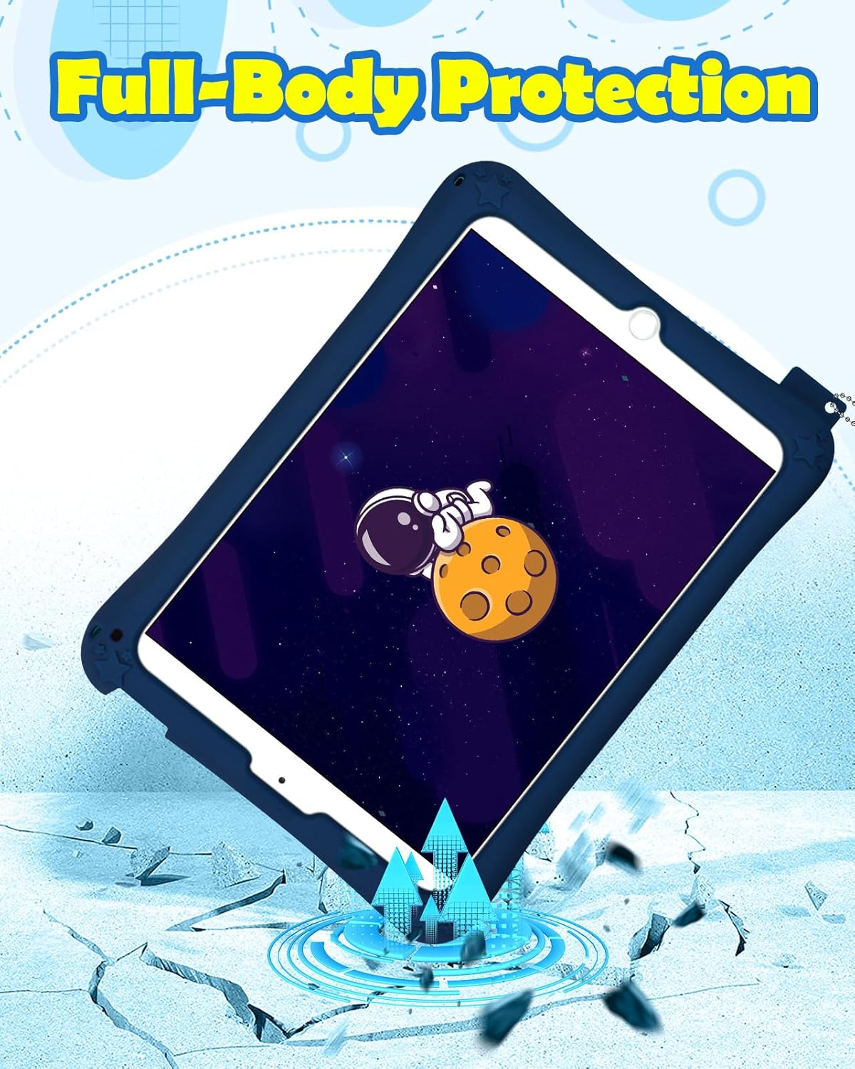 Funda para iPad Mini 6. generación, Mini 6 2021 con soporte, lindo diseño de dibujos animados planeta espacio exterior para hombres espaciales con
