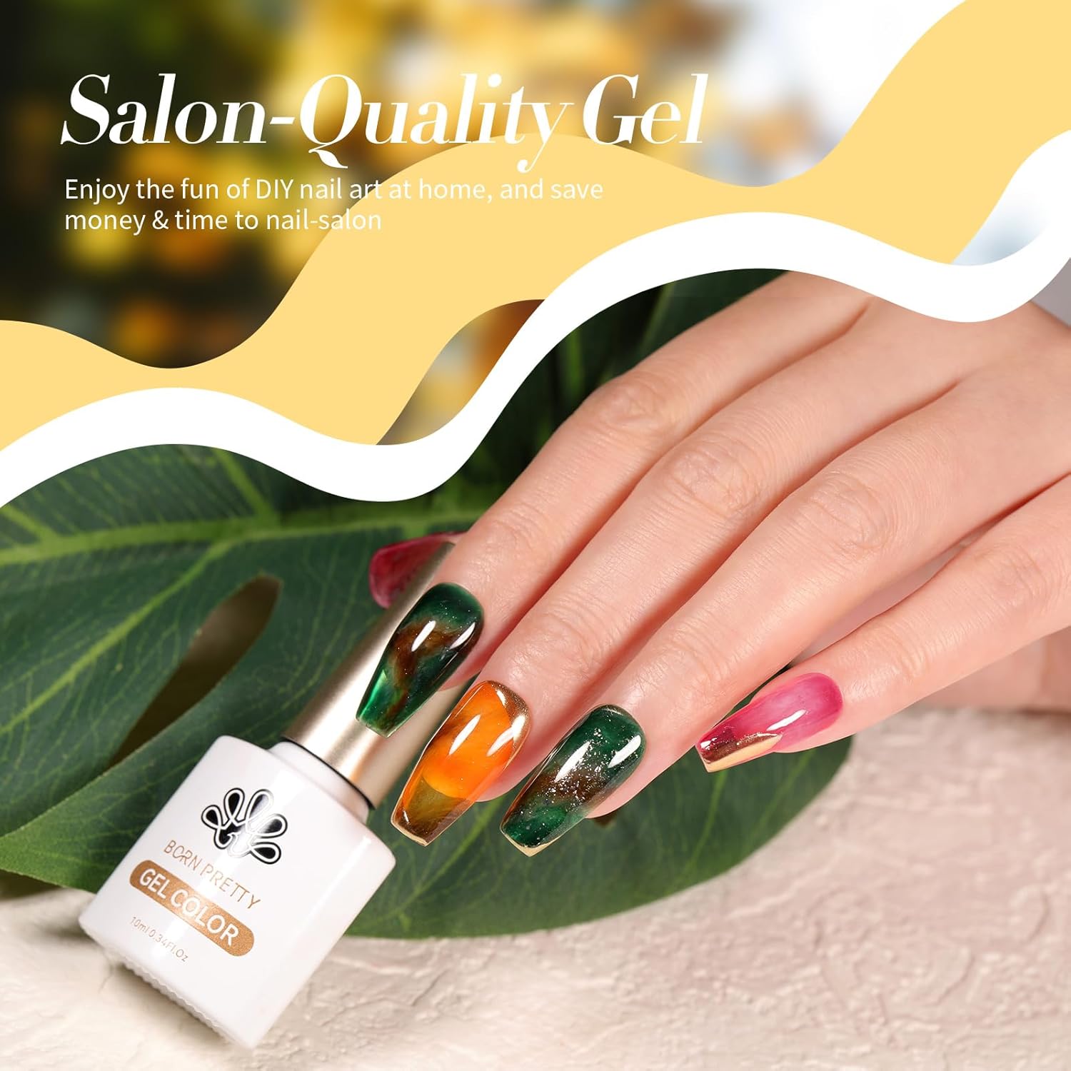 Born Pretty Juego de esmaltes de uñas de gel para otoño e invierno, transparente, translúcido, rojo, coral, naranja quemado, verde, gris, ámbar y