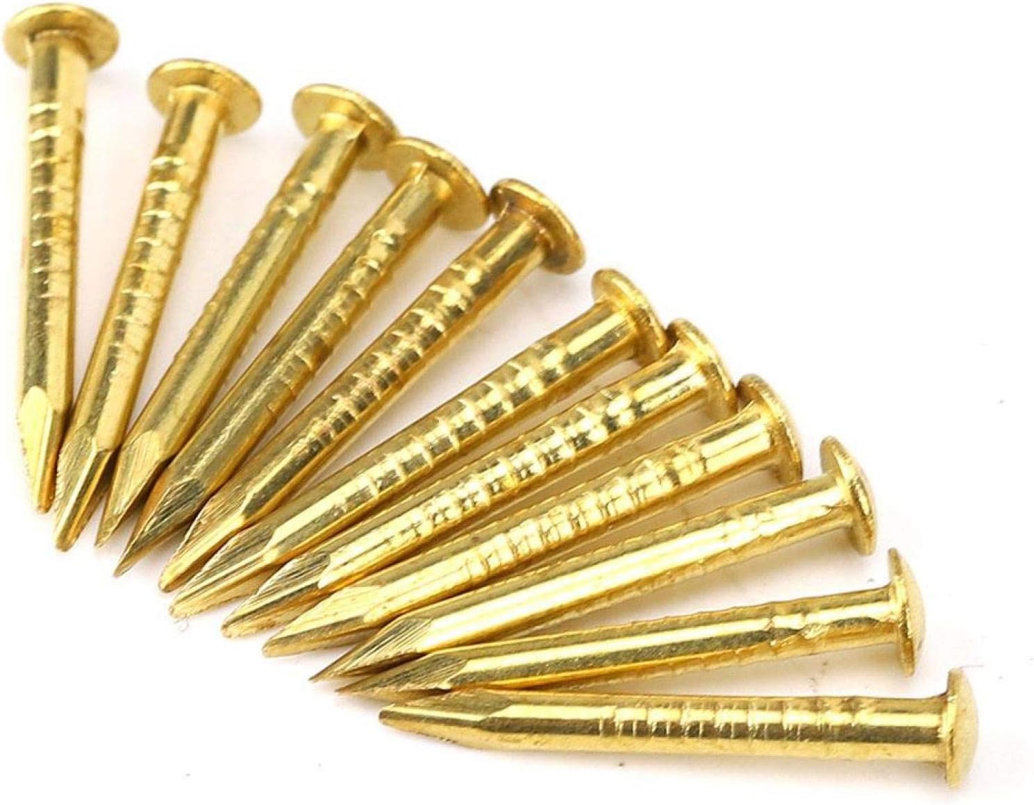 Oumefar 100 piezas de uñas de latón de cabeza redonda de cadena dorada, minimodelo, bisagra de muebles para uñas, accesorios de hardware,