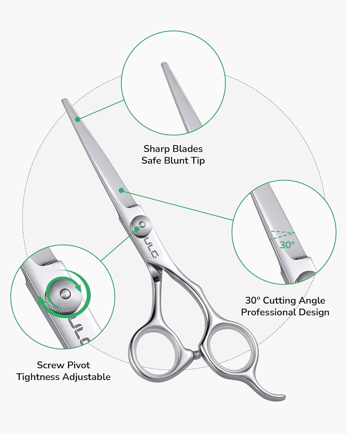 ULG Juego de tijeras de corte de cabello, tijeras para adelgazar el cabello, tijeras profesionales de peluquería para mujeres, hombres, adultos,