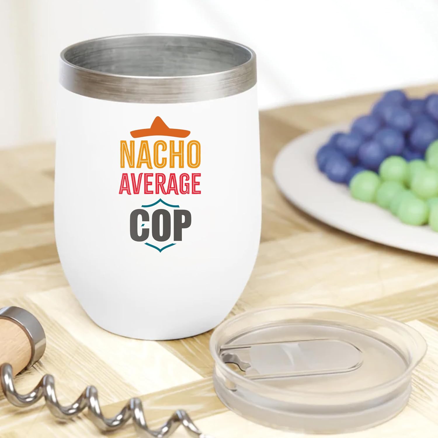 Nacho Average Cop Coffee & Tea Mug & Decor for Police Officer Men & Women – 12oz Wine Tumbler White