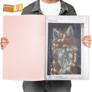 Qunrwe Contenedores de almacenamiento para libros de pintura de diamantes A3, carpeta de portafolio para obras de arte, 60 páginas, protector de Qunrwe Contenedores de almacenamiento para libros de pintura de diamantes A3, carpeta de portafolio para obras de arte, 60 páginas, protector de