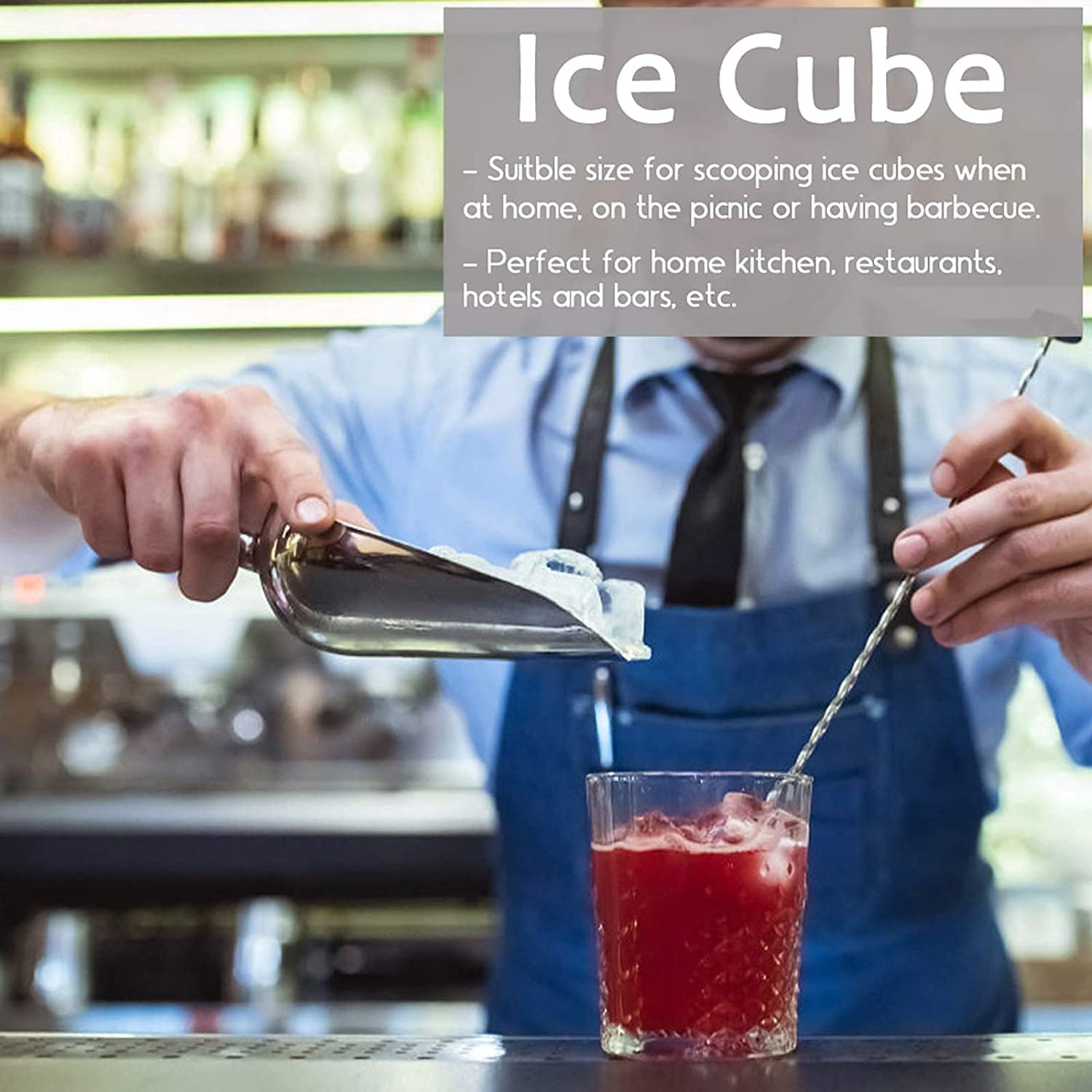 BESTonZON Cuchara de hielo de metal de acero inoxidable de 8 onzas, cuchara de harina de cocina, cuchara de caramelo, cuchara de comida pequeña para