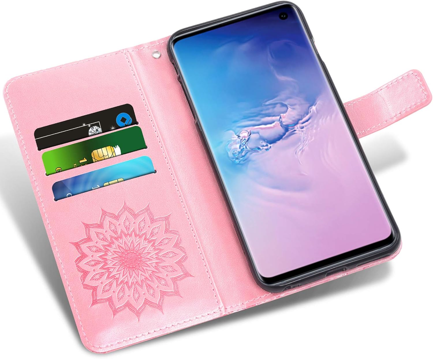 Asuwish Funda de teléfono para Samsung Galaxy S10 Plus con protector de pantalla de vidrio templado, funda delgada de cuero con soporte para