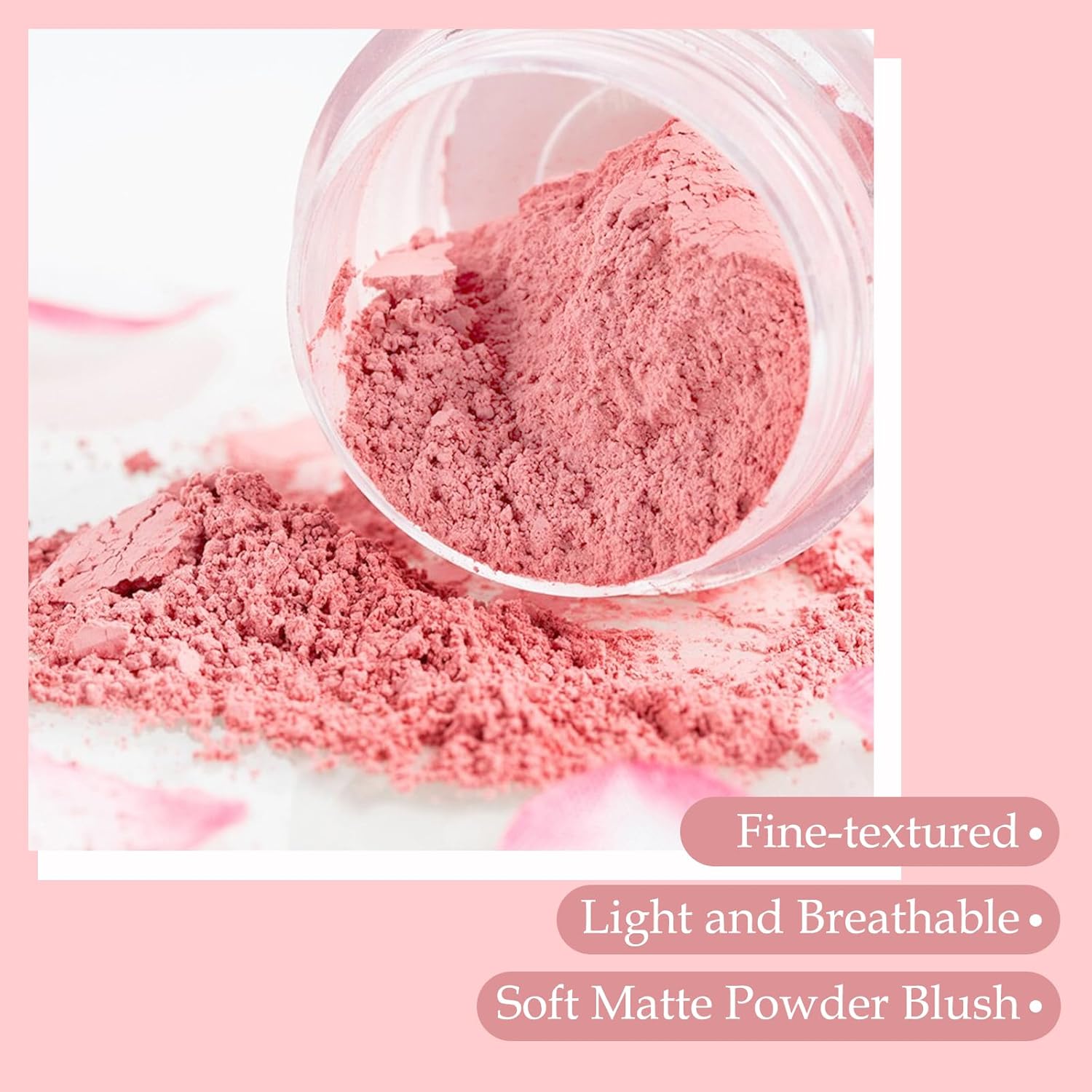 Boobeen Rubor suelto en polvo con cojín de aire, rubor natural mate para mejillas, maquillaje de rubor altamente pigmentado, fácil de mezclar, rubor