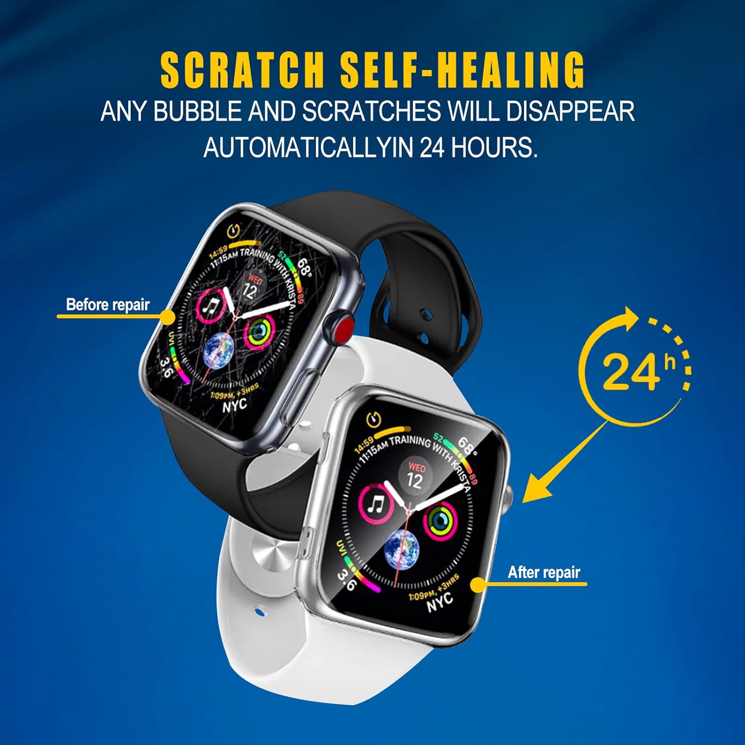 Paquete de 6 Protector de pantalla de TPU para Apple Watch de 1.732 pulgadas SE Series 654, película transparente de TPU suave HD para iWatch de
