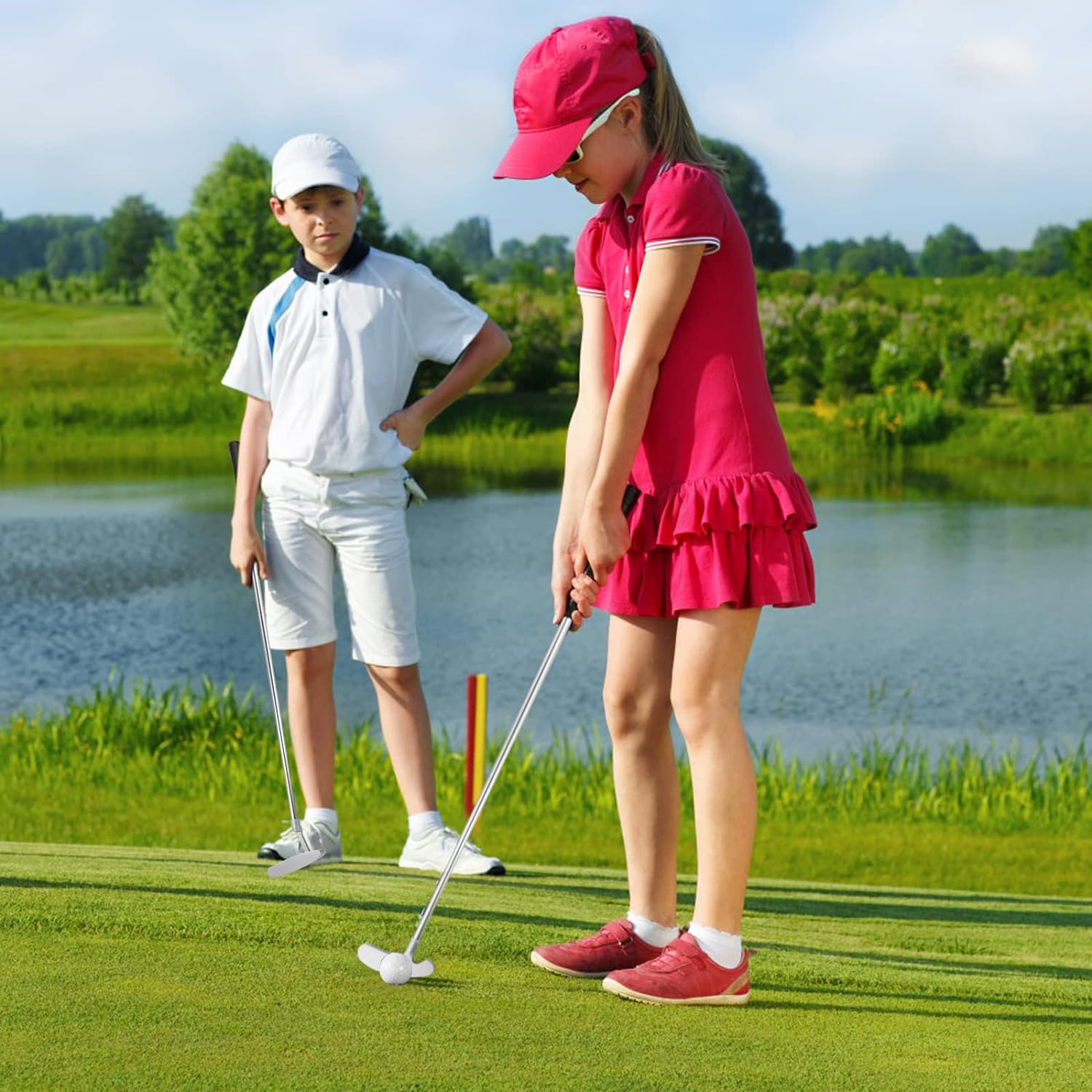Putters de golf, accesorios de golf bidireccionales para hombres, mujeres y adultos, diestrozurdo, juego de miniclub de golf para niños,