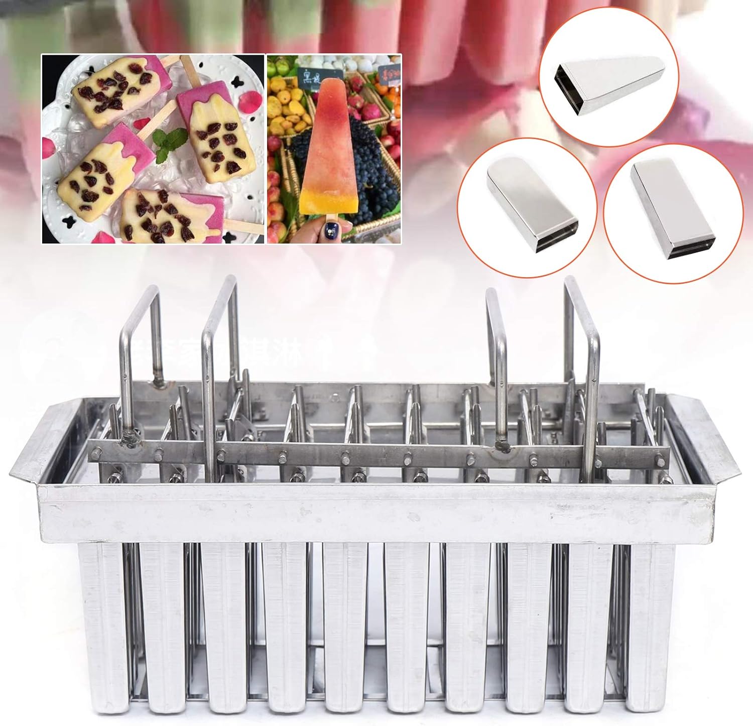 Molde de paletas de hielo de acero inoxidable, kit de moldes para hacer paletas de hielo con estante, 30 moldes para hacer paletas de hielo con 100