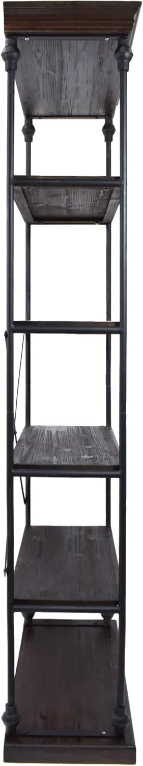 Great Deal Furniture Alma – Estantería industrial de madera con 5 estantes, nogal oscuro y negro