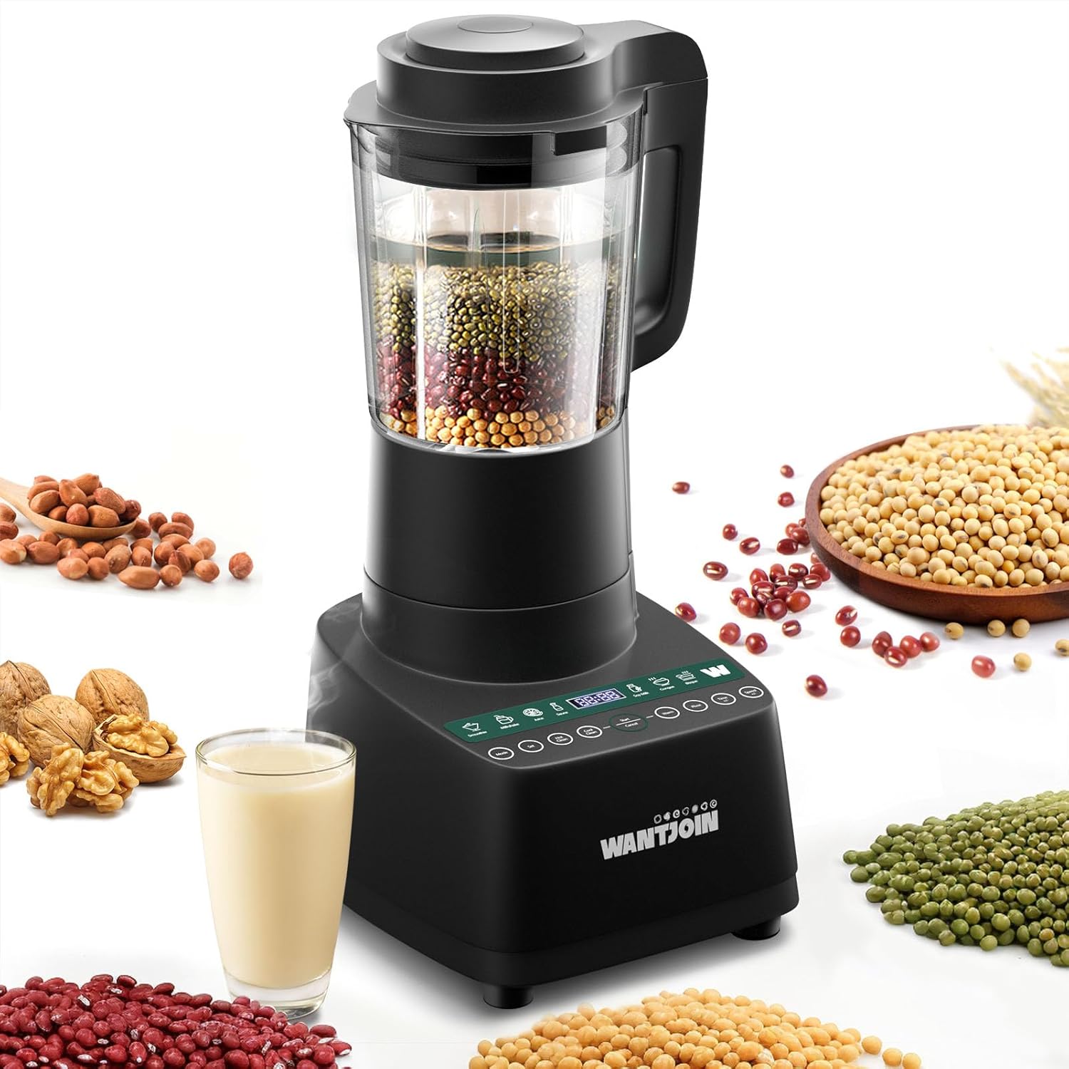 WantJoin Licuadora de cocina caliente y fría de 60 onzas, licuadora de alta velocidad de 24000 RPM con 9 programas de un solo toque, máquina de