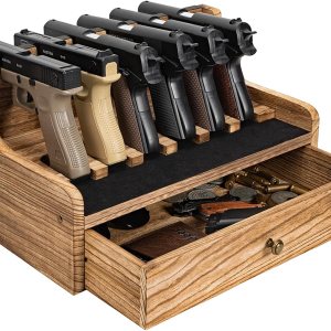 Estante para pistola para caja fuerte y gabinetes, estante de madera maciza con cajón para pistola de estilo rústico seguro accesorio para pistola y Estante para pistola para caja fuerte y gabinetes, estante de madera maciza con cajón para pistola de estilo rústico seguro accesorio para pistola y