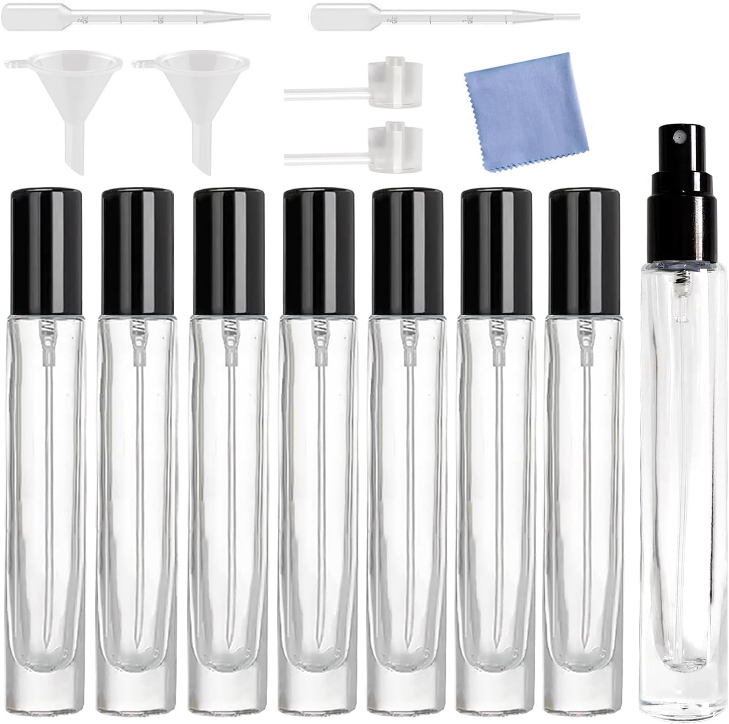 Mini spray de perfume de 0.3 fl oz, botella de vidrio atomizador, botellas de perfume recargables, botella de spray portátil de aceite esencial de