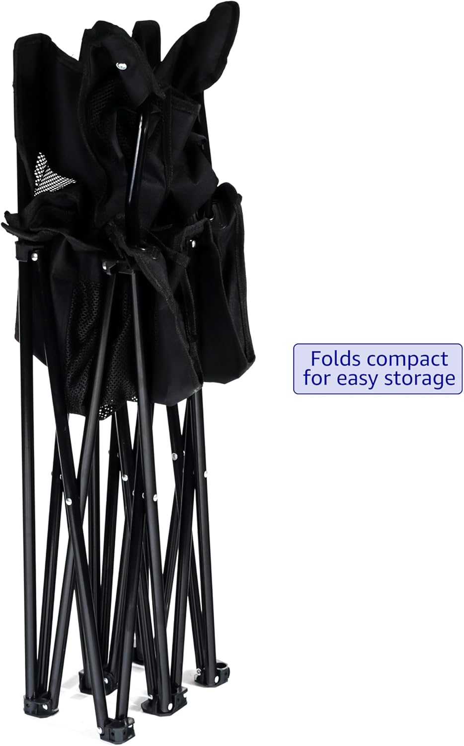 Trademark Innovations Silla de campamento de malla con marco de acero estilo biplaza, doble, color negro