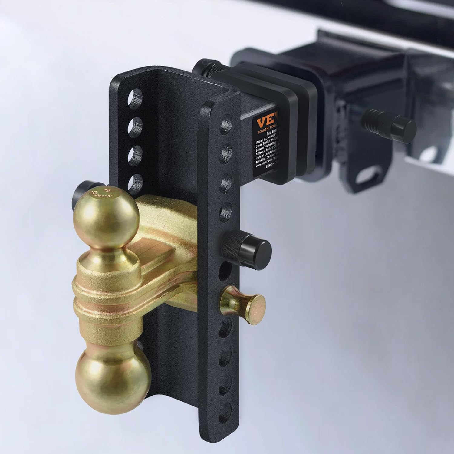 VEVOR Enganche de remolque ajustable, caída de 8 pulgadas y montaje de bola de enganche de elevación de 6.5 pulgadas con receptor de 2.5 pulgadas,
