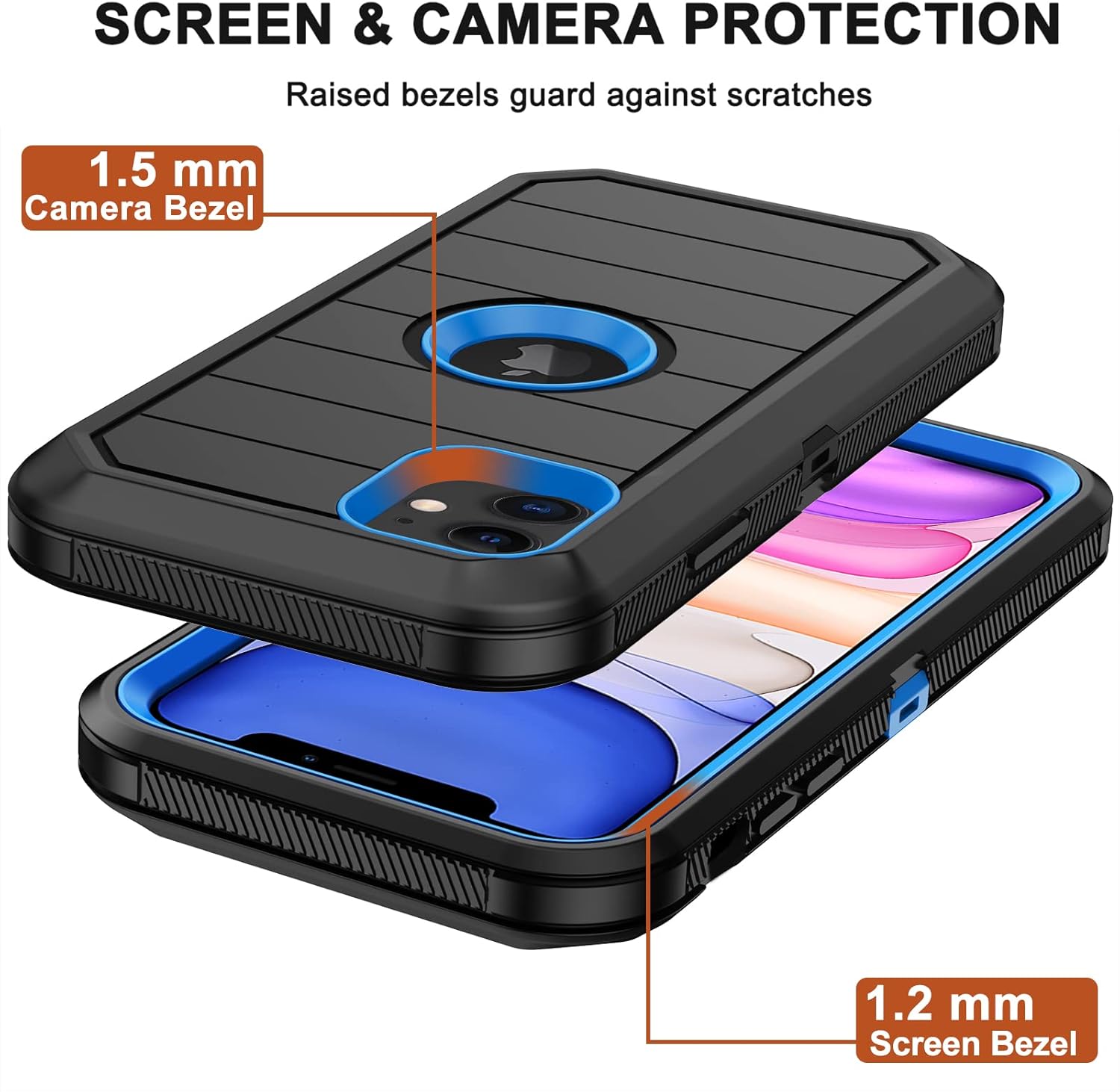 Funda para iPhone 11 con funda de clip para cinturón, 2 protectores de pantalla, grado militar resistente a prueba de golpes, a prueba de polvo y