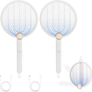 Aspectek Matamoscas eléctrico mejorado de 3000 V para interiores y exteriores, portátil, plegable, recargable con duración de batería mejorada, Aspectek Matamoscas eléctrico mejorado de 3000 V para interiores y exteriores, portátil, plegable, recargable con duración de batería mejorada,