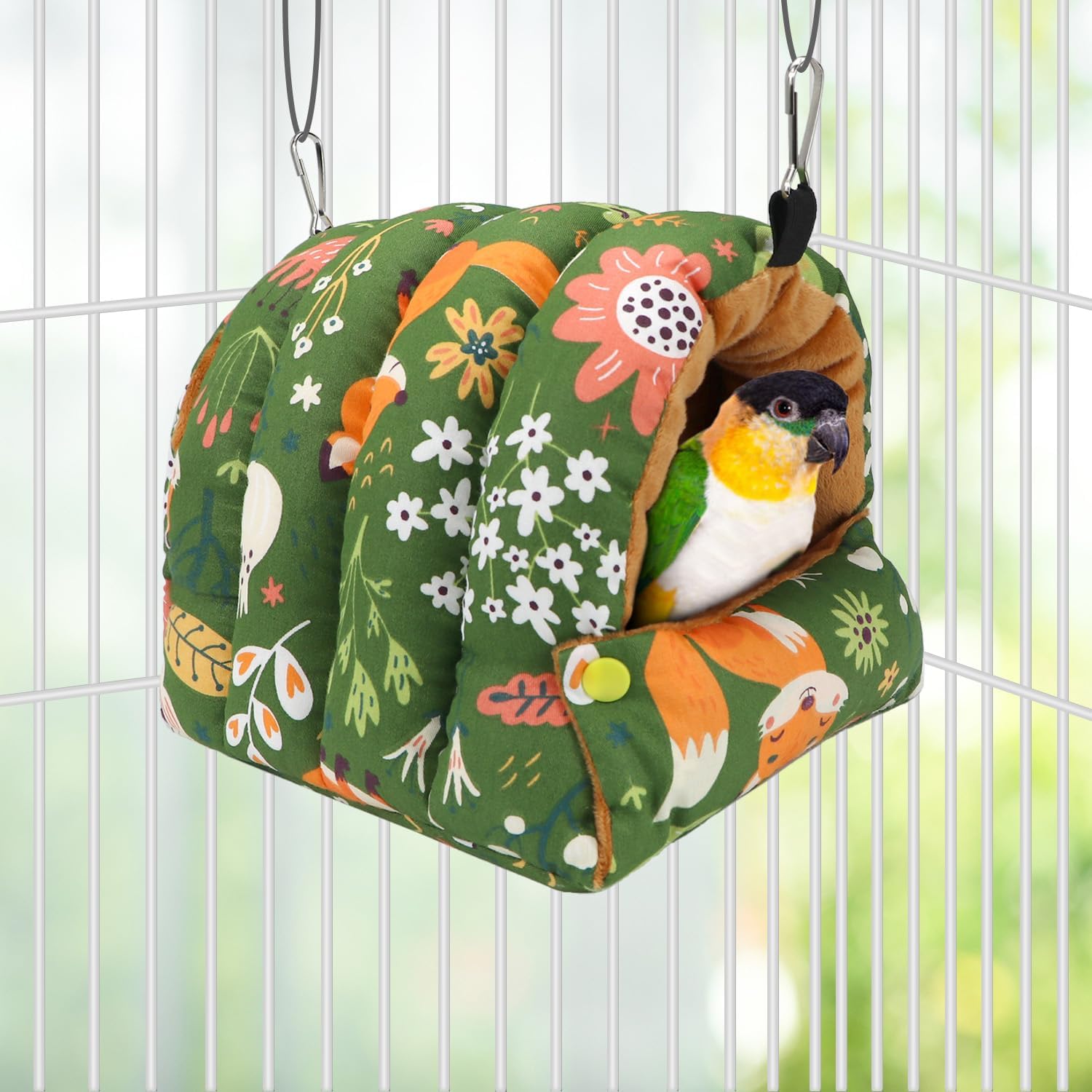 Wontee Casa de nido de pájaros, cálida cabaña para acurrucarse, cama para pájaros, hamaca colgante para loros, periquitos, periquitos, Caique,