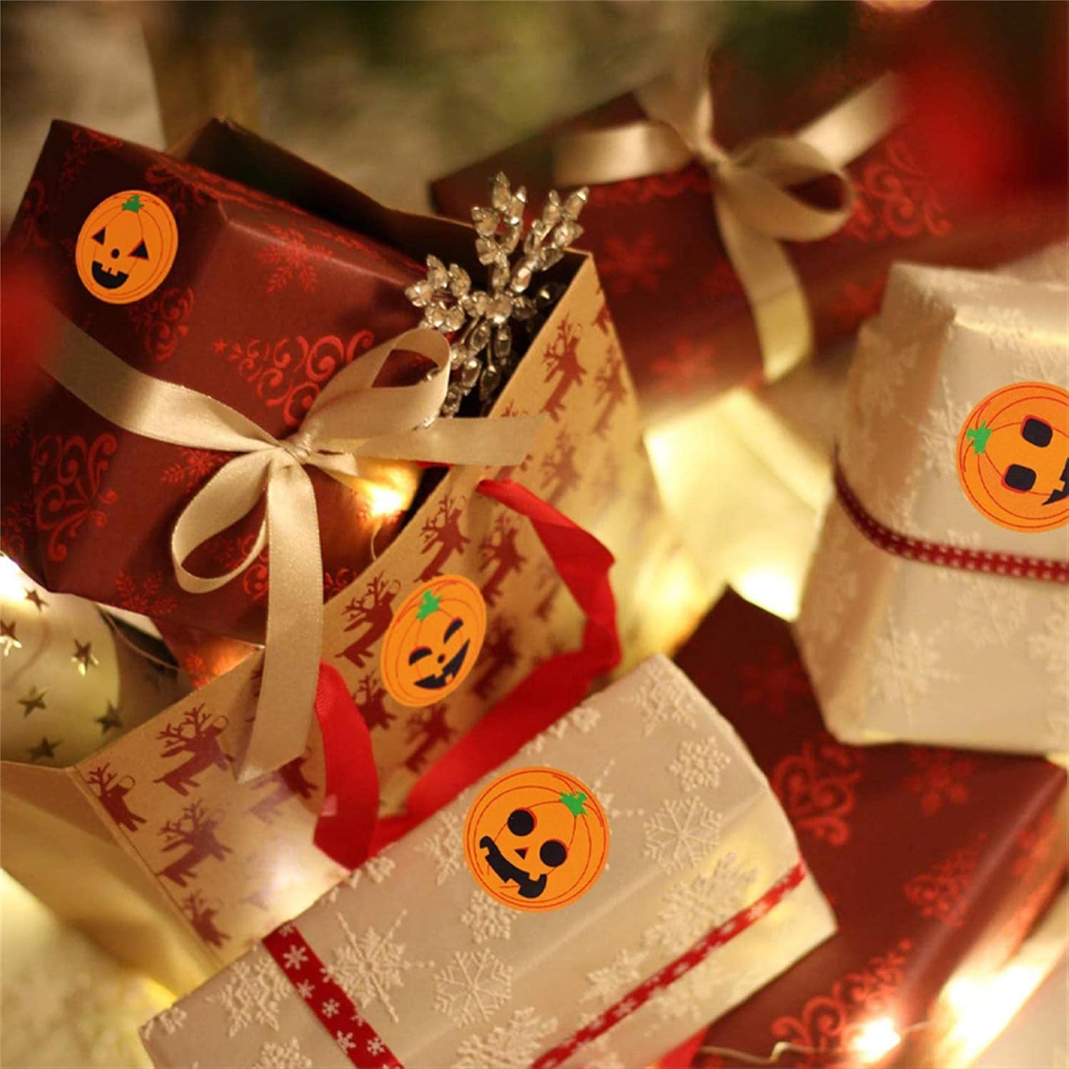 1000 calcomanías de calabaza para niños y adolescentes, 2023 nuevas calcomanías de Halloween de 1.5 pulgadas, 8 patrones, rollo para sellos de