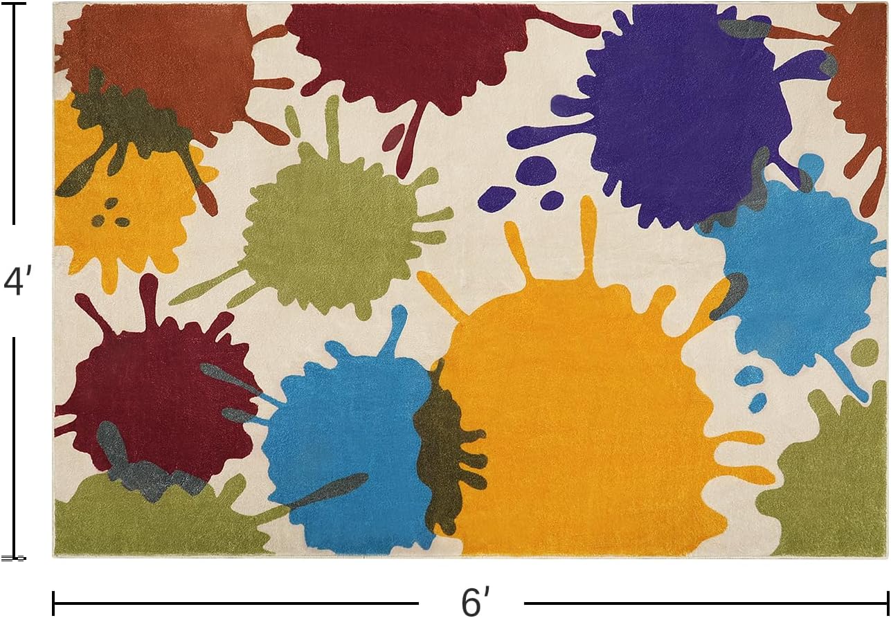 Alfombra artística para dormitorio, 4 x 6 pies, lavable a máquina, alfombra para niños para sala de juegos, alfombra de área de arco iris para aula,