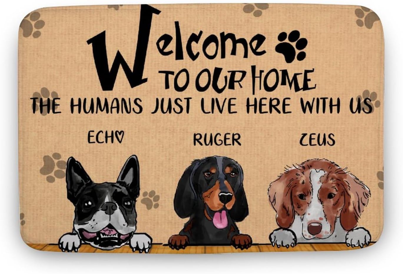 Tapetes para Recamaras – Alfombra grande de 20 x 32 pulgadas con nombre personalizado de bienvenida a perros, alfombras bohemias decorativas de