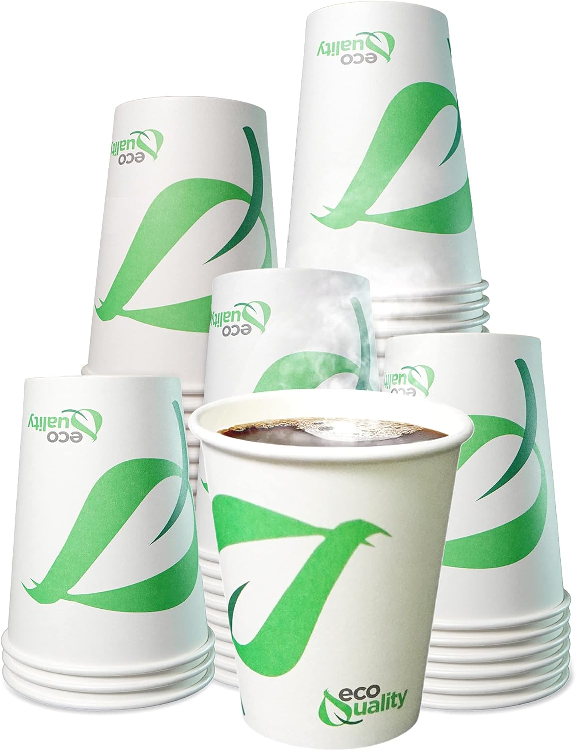 Vasos de papel compostables de 12 onzas, tazas de café de papel blanco biodegradables desechables con forro de ácido poliláctico (PLA), tazas