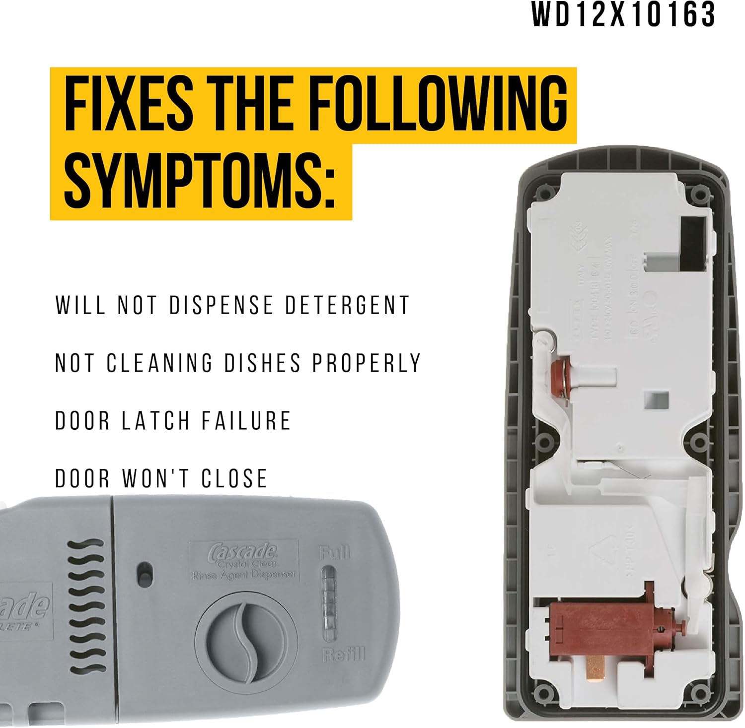 WD12X10163 – Dispensador de tapa de enjuague de detergente compatible con lavavajillas Hotpoint GE. Reemplaza AP3767572 AH958966 EA958966 PS958966 –