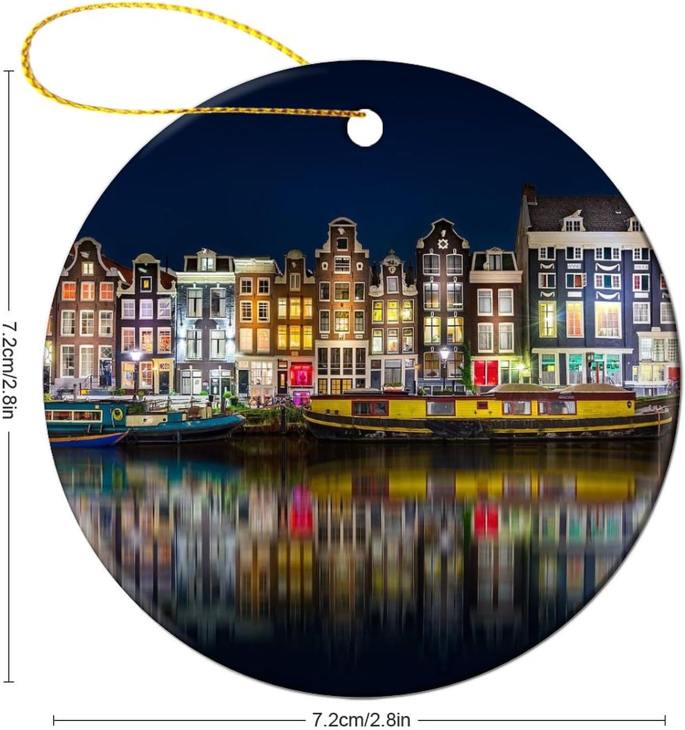 Adornos de Navidad Amsterdam para colgar en el árbol de Navidad, adorno de porcelana de doble cara, regalo para amigostour pal