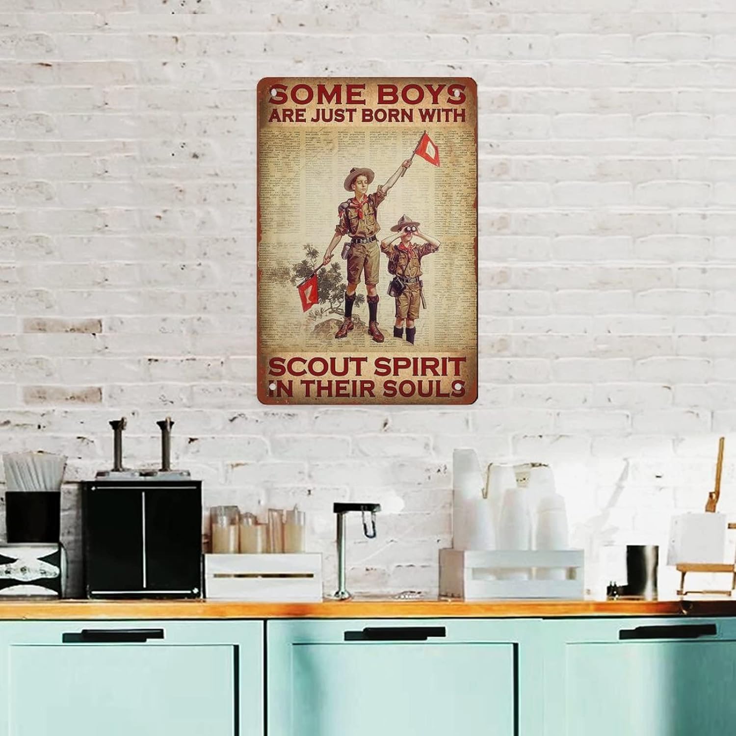 Póster de metal con texto en inglés Some Boys are Just Born with Scout Spirit in Their Souls de aluminio para el hogar, bar, cocina, cafetería,