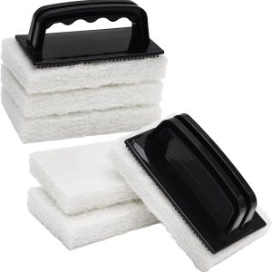 Juego de fregadores con asa, almohadillas de baño antiarañazos, esponja de limpieza reutilizable para azulejos de ducha, bañera, fregadero, bañera Juego de fregadores con asa, almohadillas de baño antiarañazos, esponja de limpieza reutilizable para azulejos de ducha, bañera, fregadero, bañera