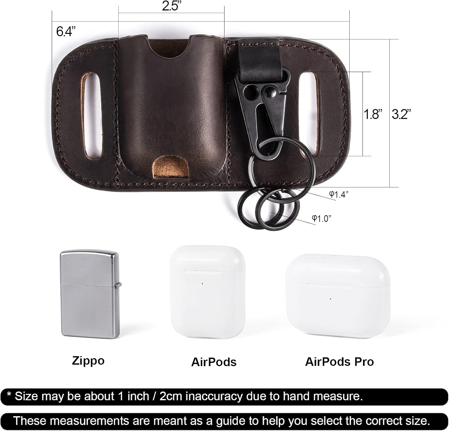 Gentlestache Zippo – Funda para cinturón, funda de piel Zippo, funda para AirPods, bolsa más ligera para cinturón