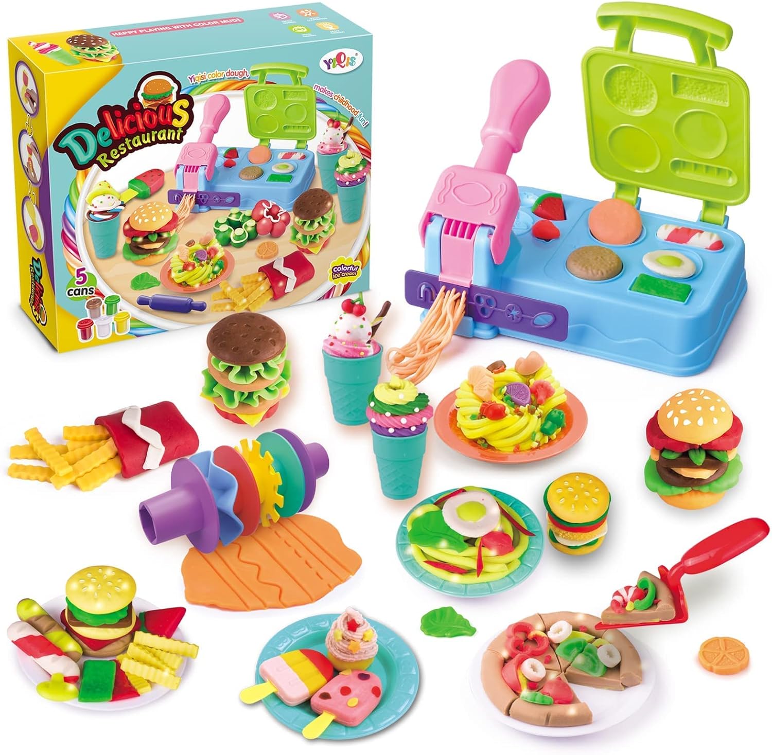 Kitchen Creatiocns Super Chef Suite Playset, juegos de masa para niños de 4 a 8 años, juguete de cocina preescolar, 40 accesorios y herramientas, 5