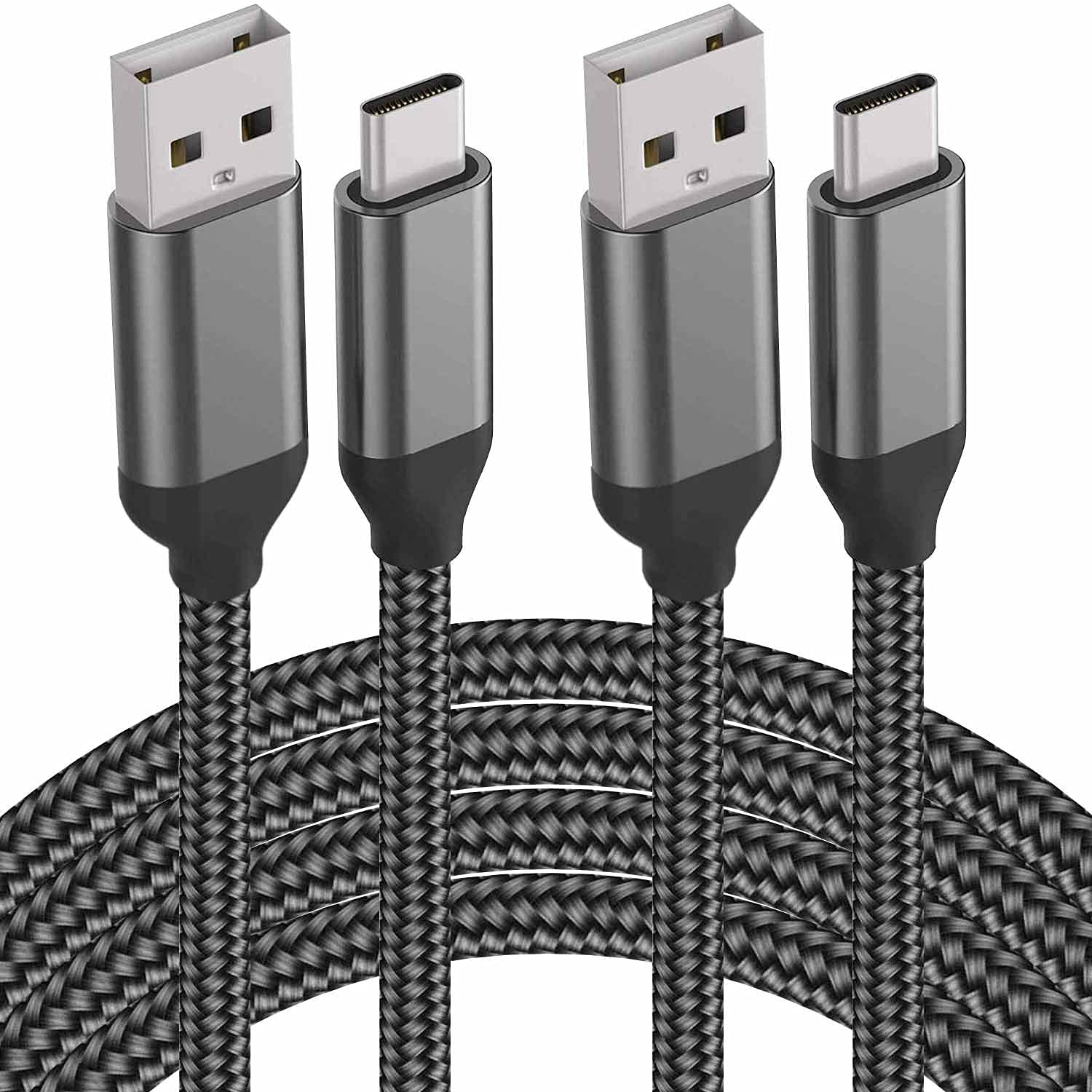 Paquete de 2 cables USB C de 10 pies, carga iPhone 15 16 Pro Max, iPad Pro, carga rápida, cable de nailon para Samsung Galaxy S24 S23 S22 S21 S20