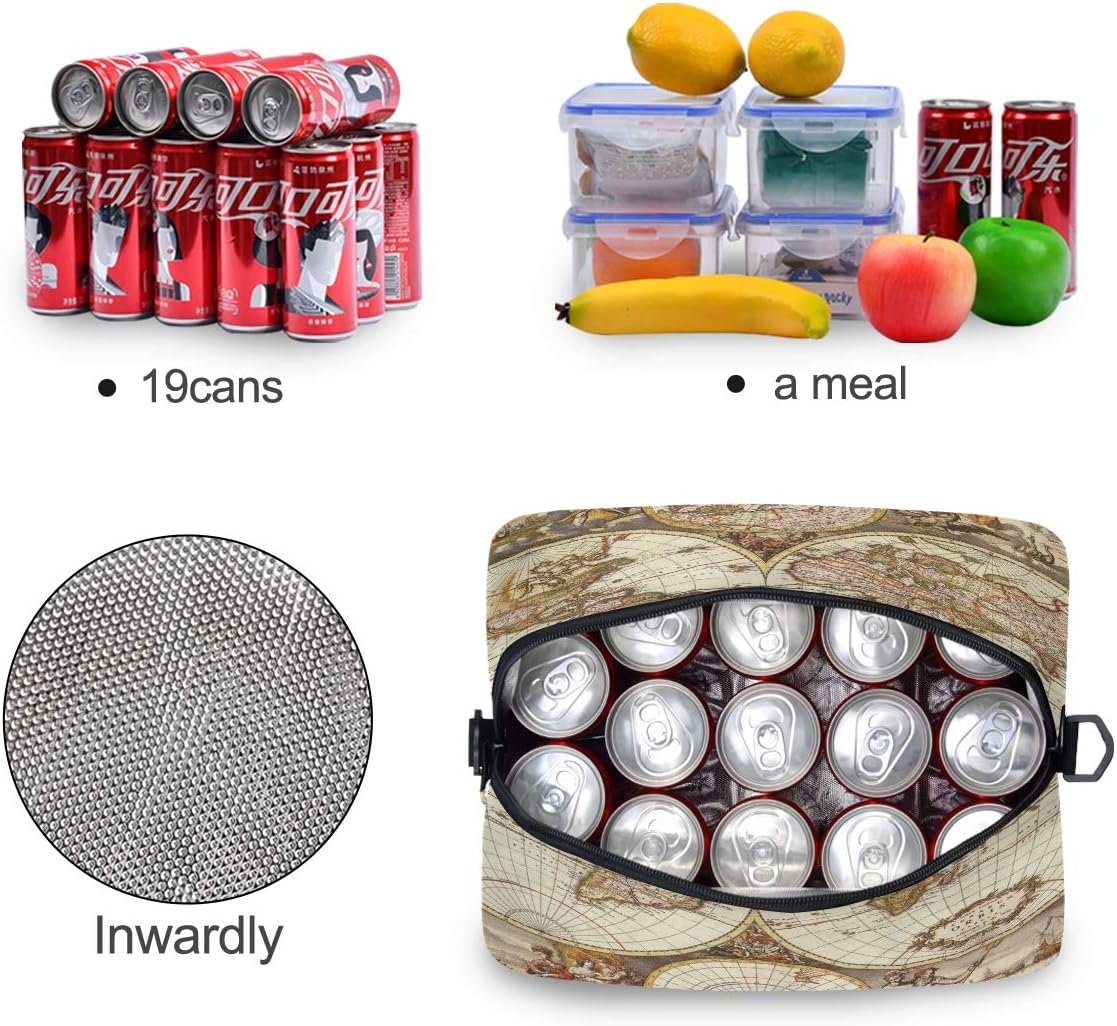 Bolsa de almuerzo con diseño de globo y mapa del mundo, organizador aislante, impermeable, para hombres y mujeres, bolso de mano, correa ajustable
