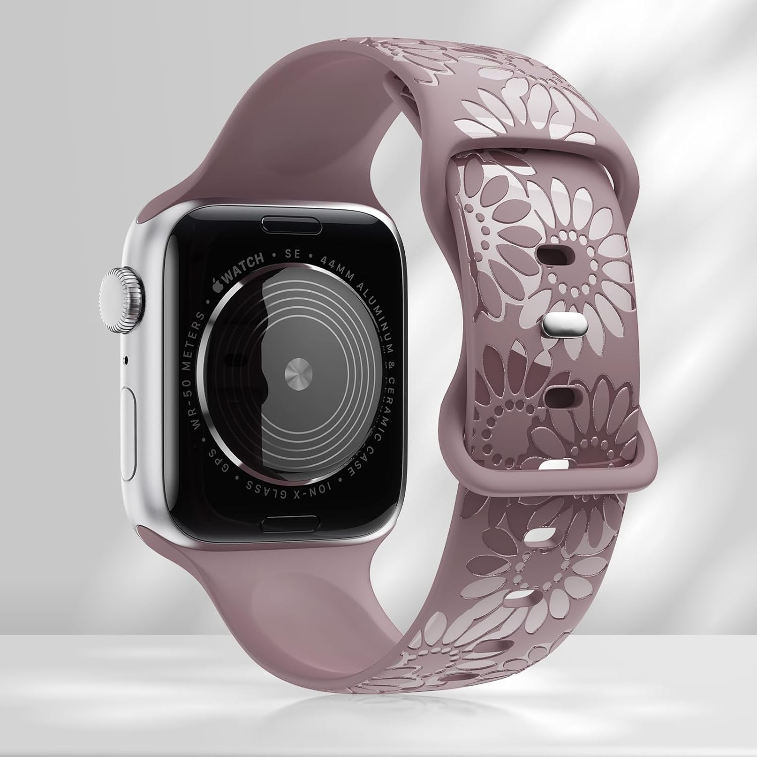 Correa de silicona grabada de girasol compatible con Apple Watch Band de 1.496 in 1.575 in 1.614 in 1.654 in 1.732 in 1.772 in 1.929 in correa de