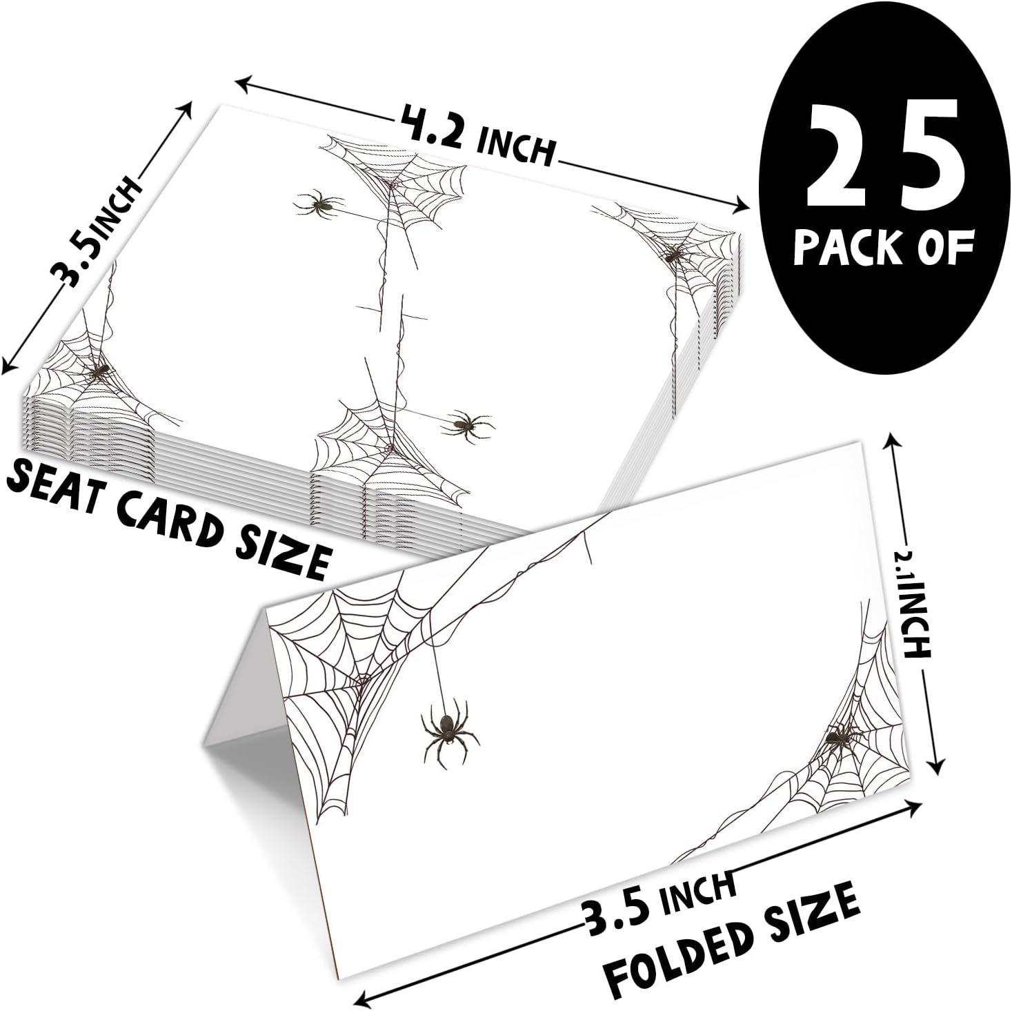 JY878 – Juego de 25 etiquetas de tienda de campaña de Halloween, tarjetas editables con nombre de lugar, plegables, Halloween, Acción de Gracias,