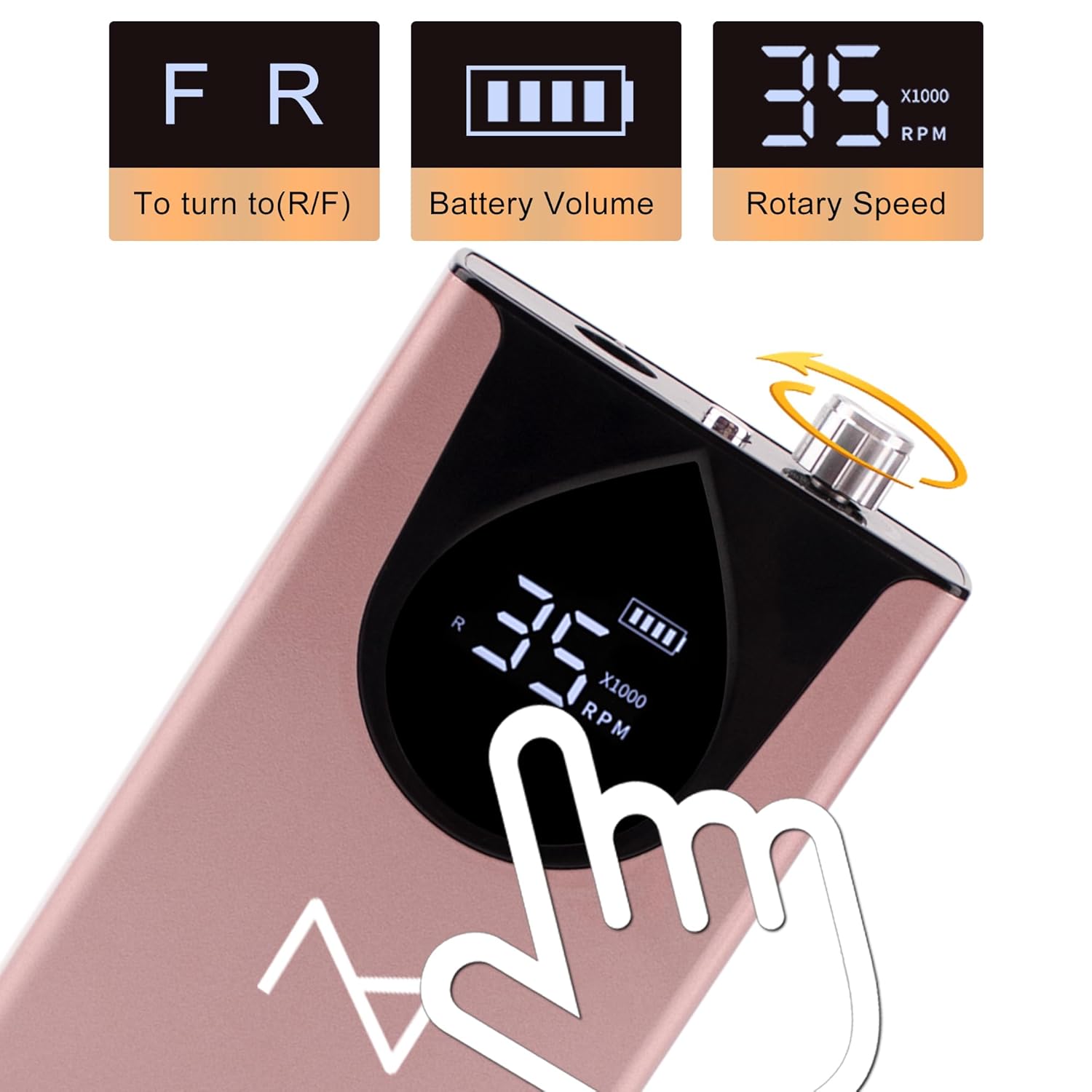M Max – Taladro de uñas profesional – Lima de uñas con motor sin escobillas 2 en 1 – Carcasa eléctrica, inalámbrica, de aleación de aluminio, 35000