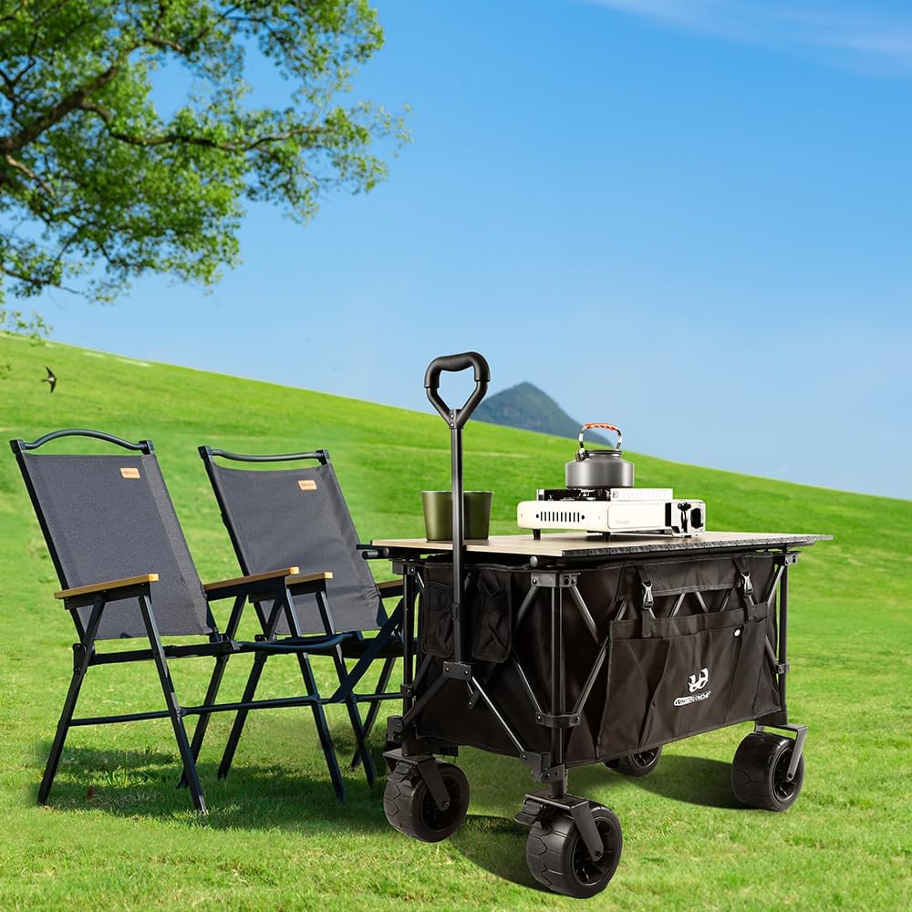 Whitsunday Carro plegable de gran capacidad, carrito de playa, picnic al aire libre, ruedas todo terreno, resistente, para comestibles, jardinería,