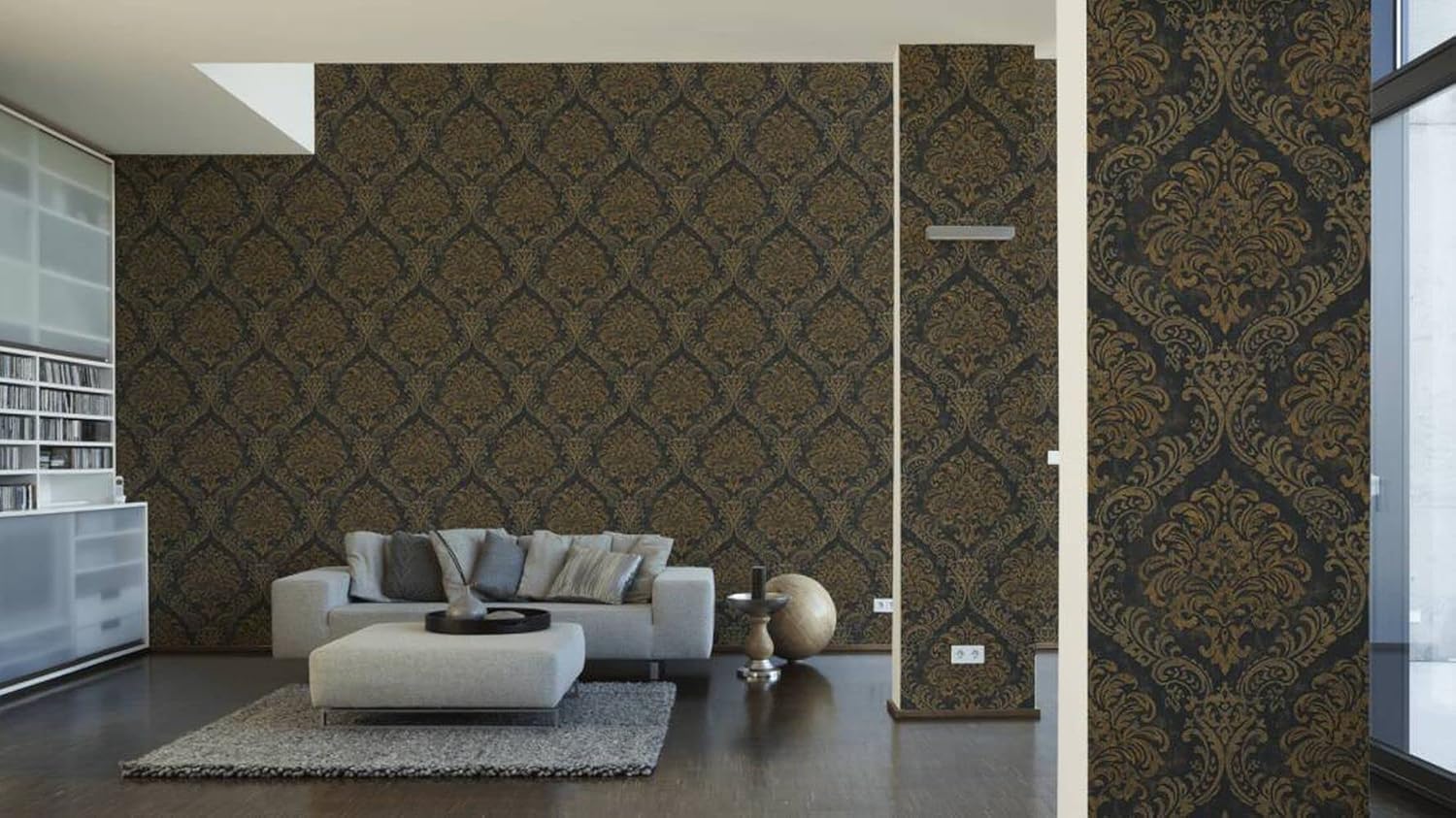 CONCORD WALLCOVERINGS  Muestra solo para fines de exhibición – Papel pintado moderno texturizado barroco, clásico, pared de vinilo con acento,