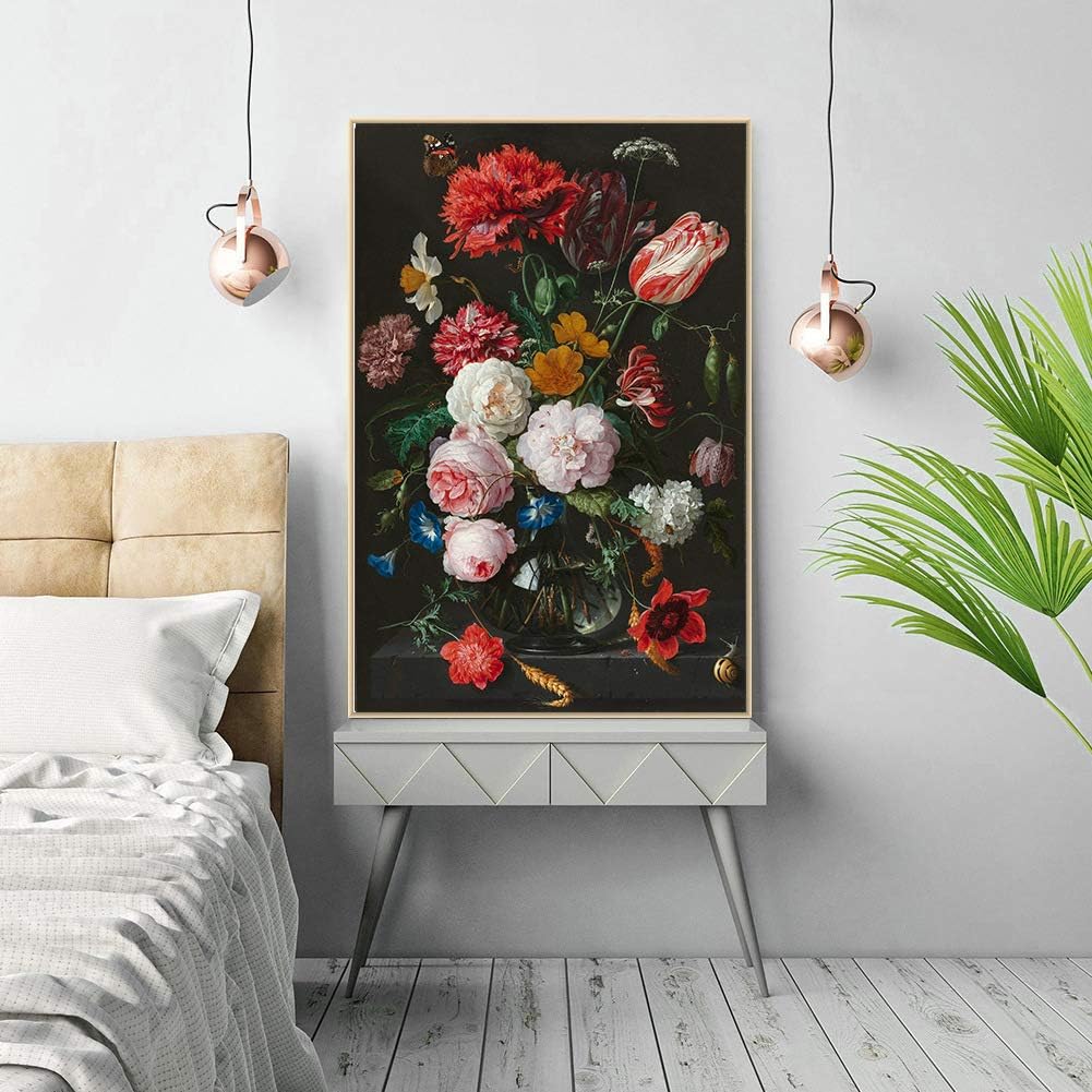 BPNHNA Impresiones en lienzo de flores, peonía, ranúnculo, amapolas, clavel, naturaleza, floral, arte de pared, pósteres para decoración para el
