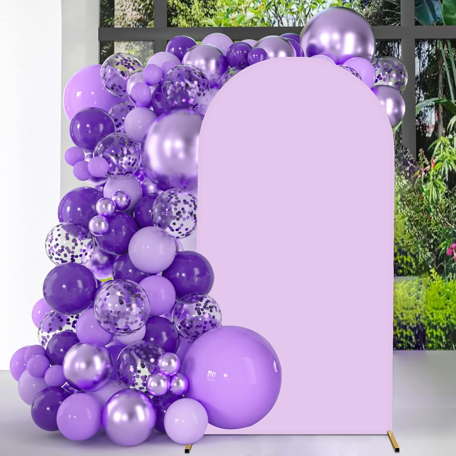 Cubierta de fondo de arco ajustable de elastano, 2 lados, lavanda, 3.3 x 6.6 pies, para boda, baby shower, decoración de fiesta de cumpleaños