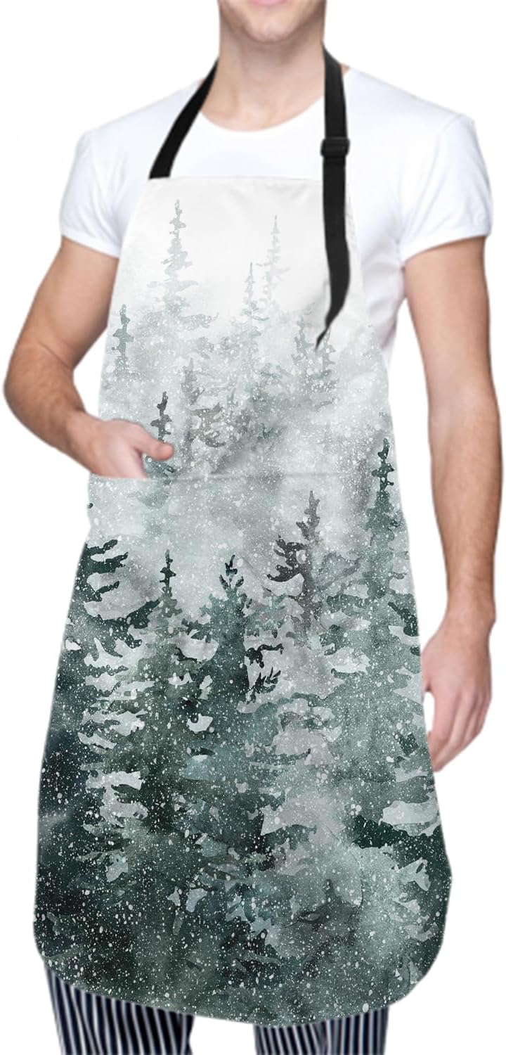 Giwawa Kitchen Cooking Pockets Apron Adult Adjustable Aprons for Home Grilling Baking